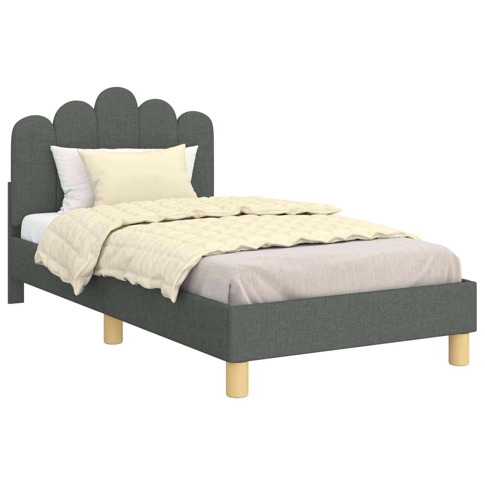 vidaXL Kinderbettgestell mit Kopfteil Dunkelgrau 80 x 160 cm Stoff