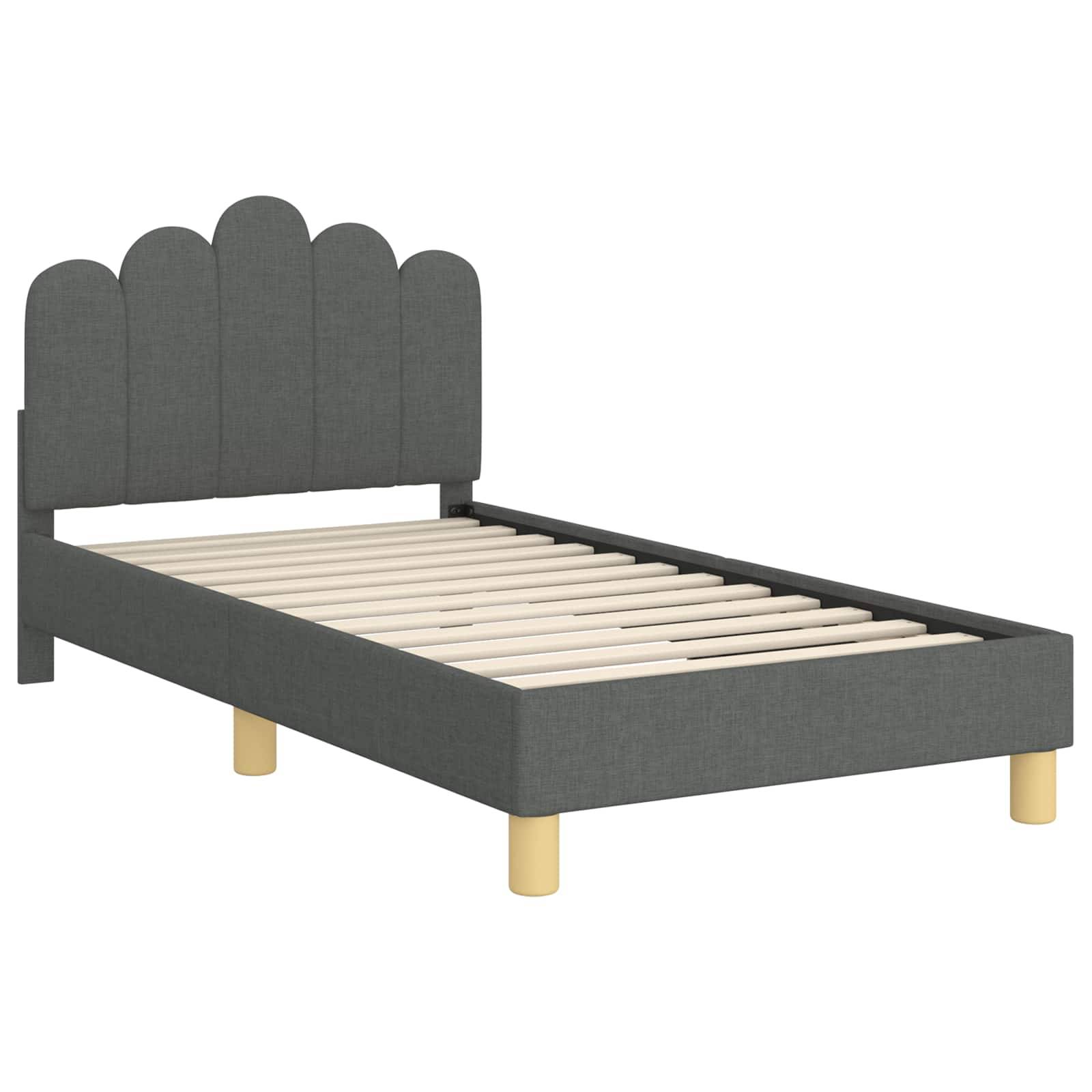 vidaXL Kinderbettgestell mit Kopfteil Dunkelgrau 80 x 160 cm Stoff