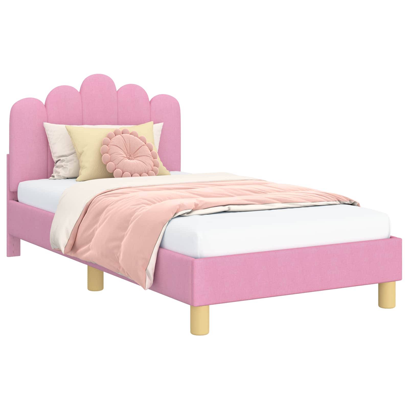 vidaXL Kinderbettgestell mit Kopfteil Rosa 80 x 160 cm Stoff