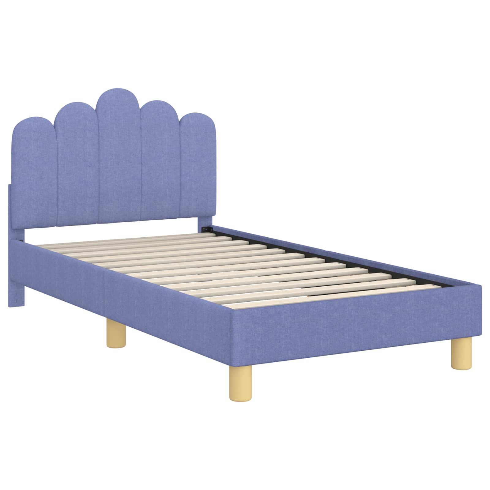 vidaXL Kinderbettgestell mit Kopfteil Jeans blau 80 x 160 cm Stoff
