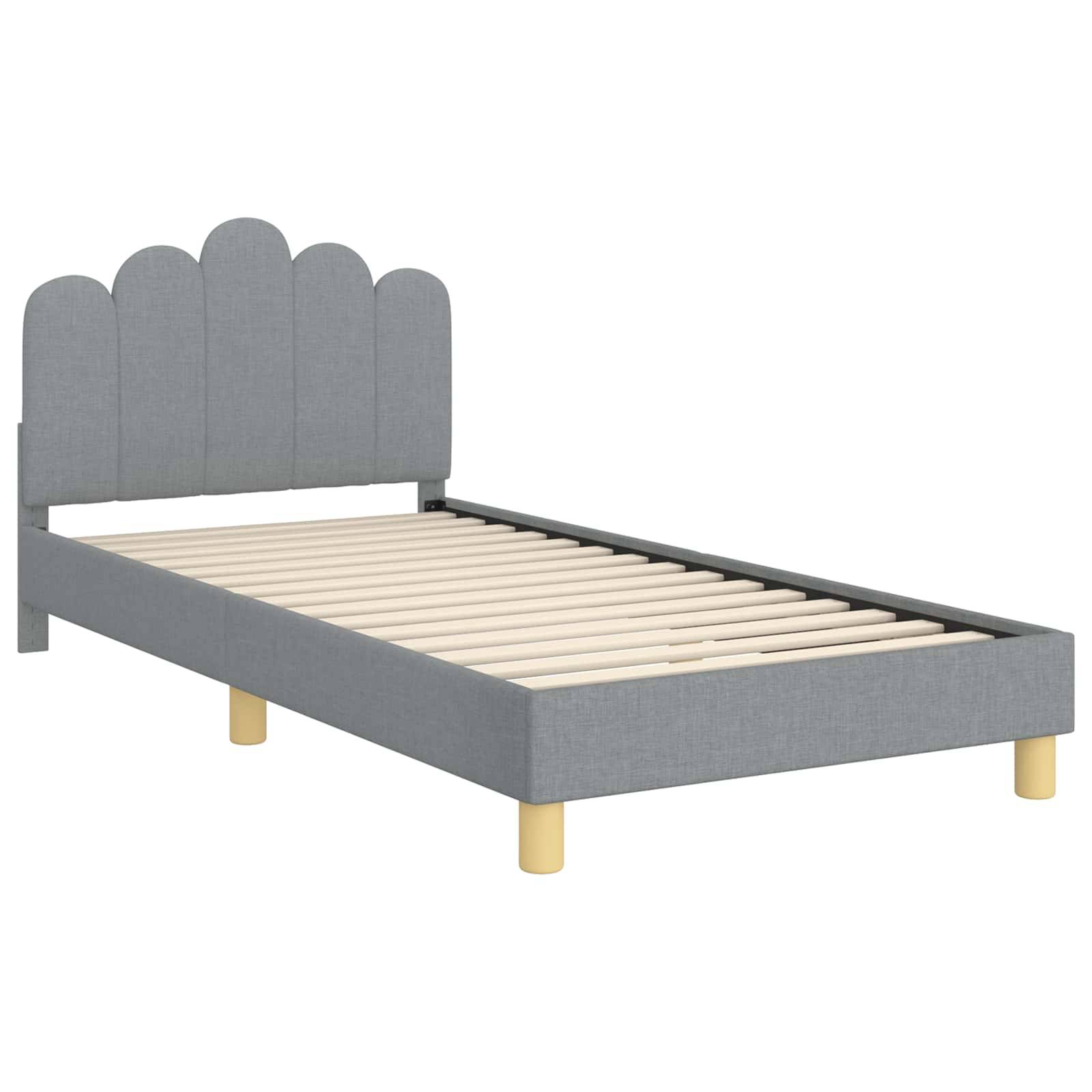 vidaXL Kinderbettgestell mit Kopfteil Hellgrau 90 x 190 cm Stoff
