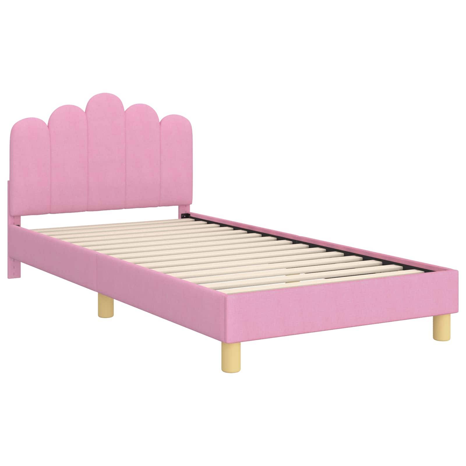 vidaXL Kinderbettgestell mit Kopfteil Rosa 90 x 200 cm Stoff