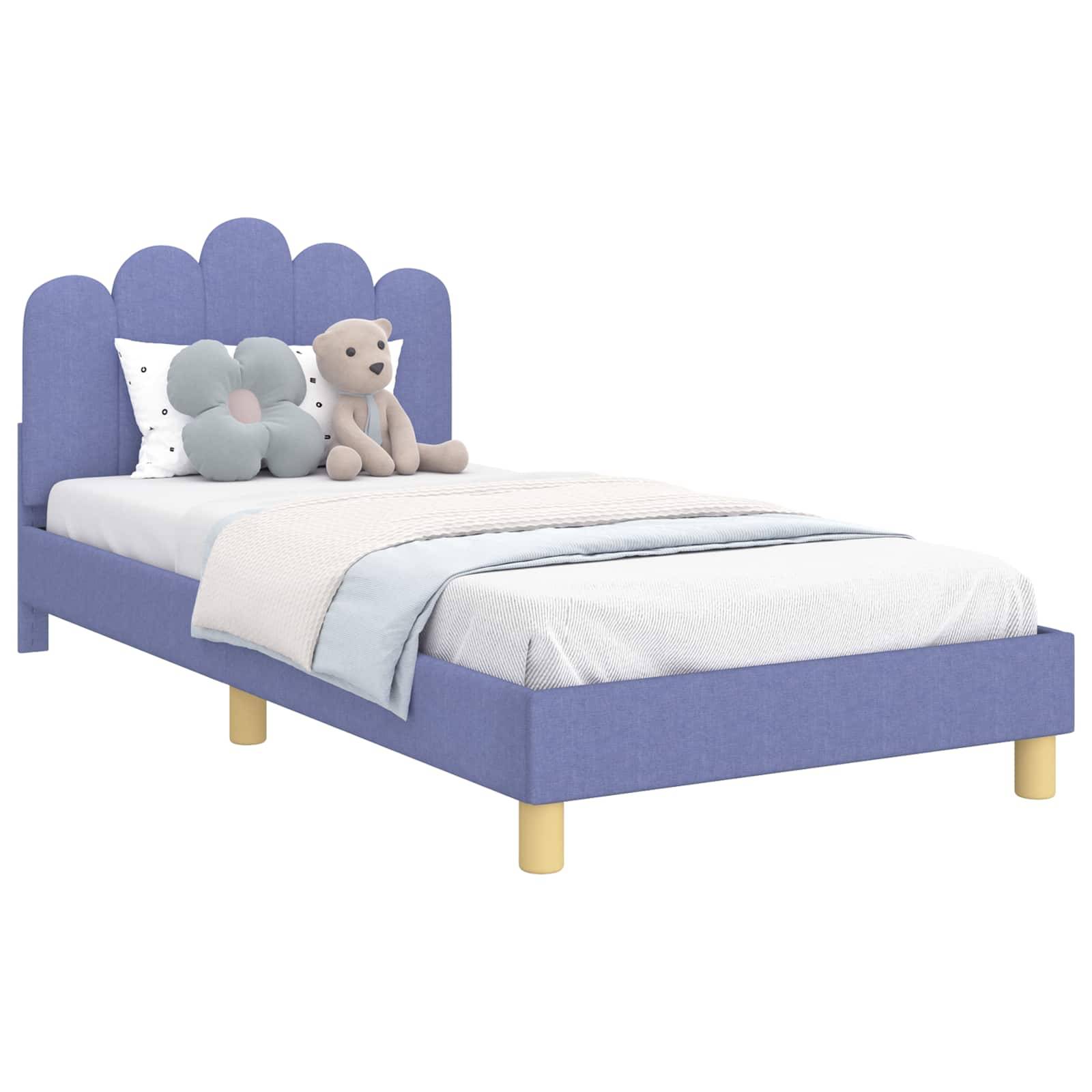 vidaXL Kinderbettgestell mit Kopfteil Jeans blau 90 x 190 cm Stoff