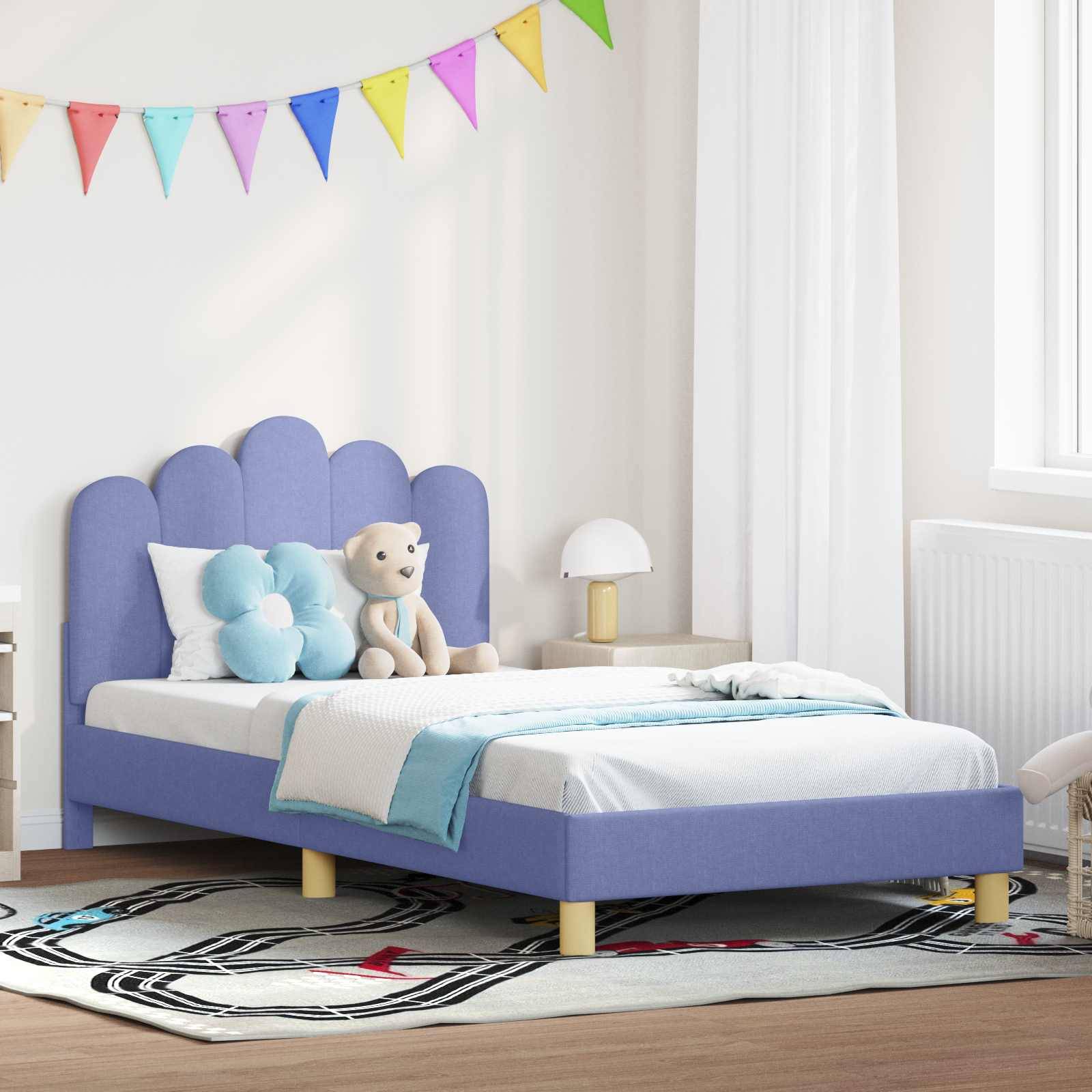 vidaXL Kinderbettgestell mit Kopfteil Jeans blau 90 x 190 cm Stoff