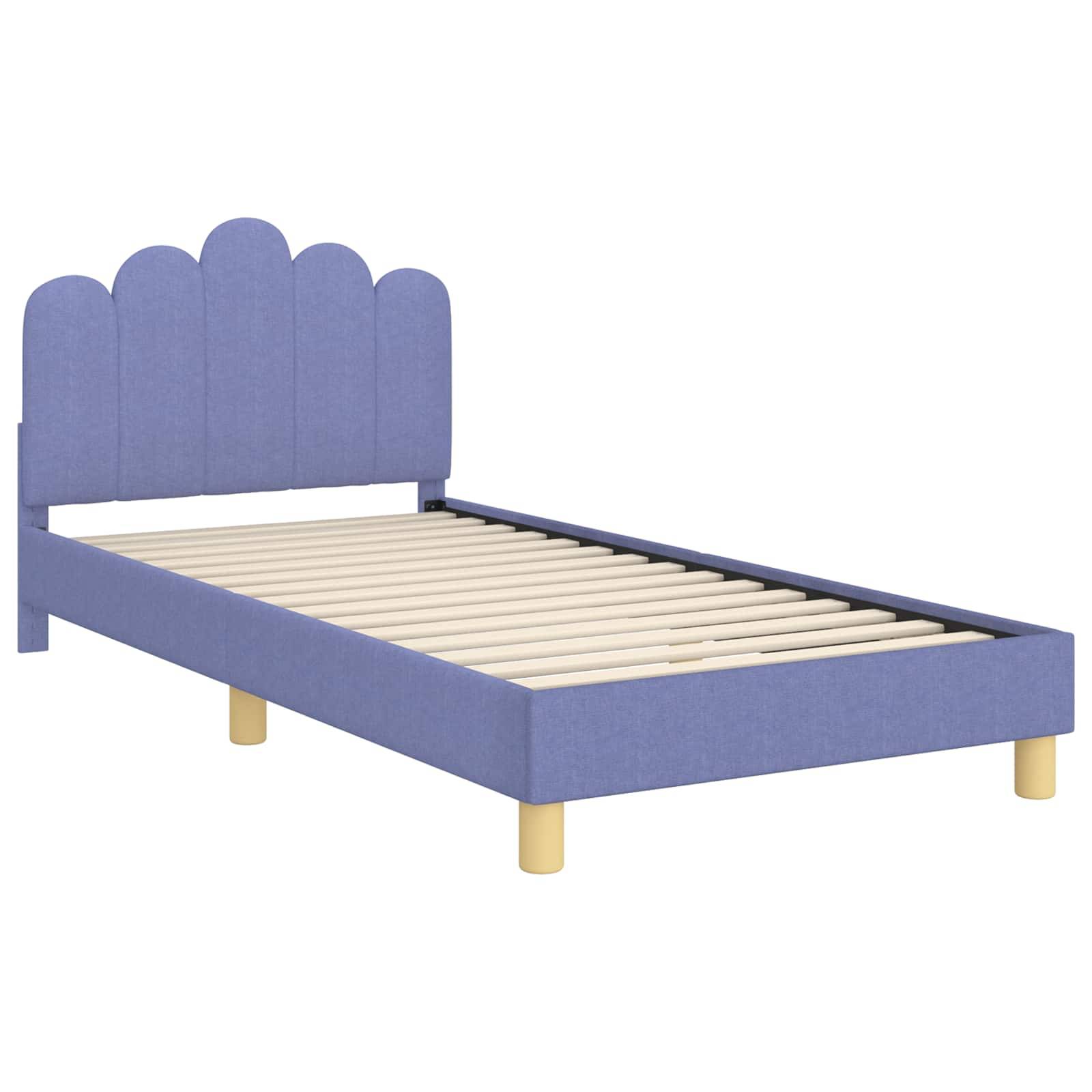vidaXL Kinderbettgestell mit Kopfteil Jeans blau 90 x 190 cm Stoff