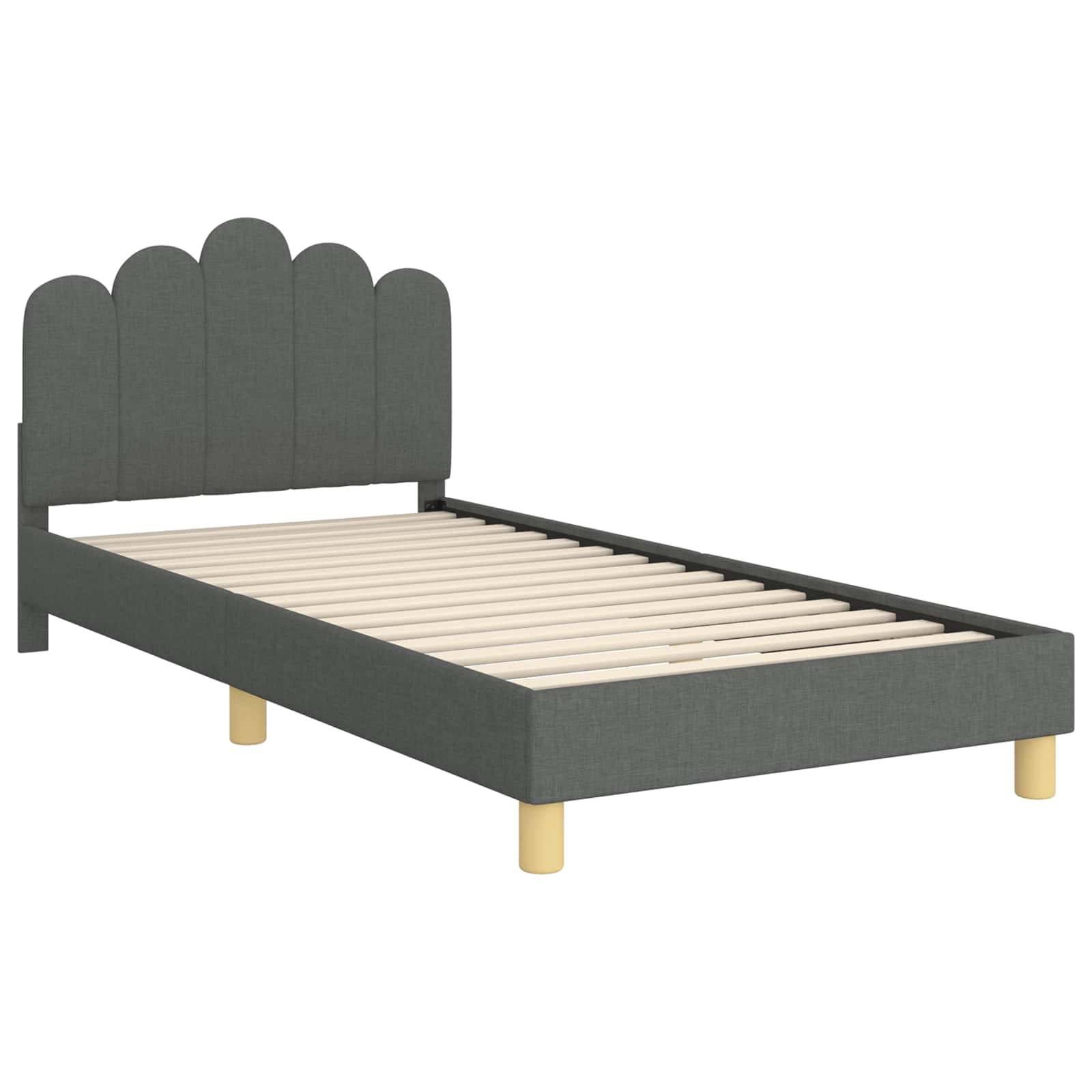 vidaXL Kinderbettgestell mit Kopfteil Dunkelgrau 80 x 200 cm Stoff