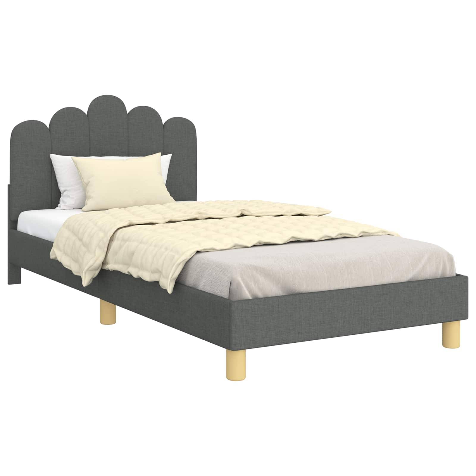 vidaXL Kinderbettgestell mit Kopfteil Dunkelgrau 90 x 200 cm Stoff