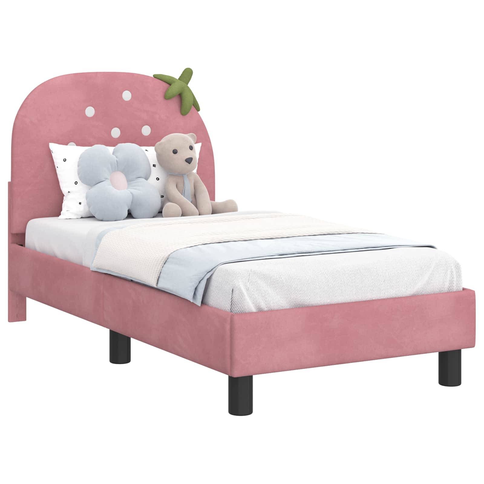 vidaXL Kinderbettgestell mit Kopfteil Rosa 70 x 140 cm Samt