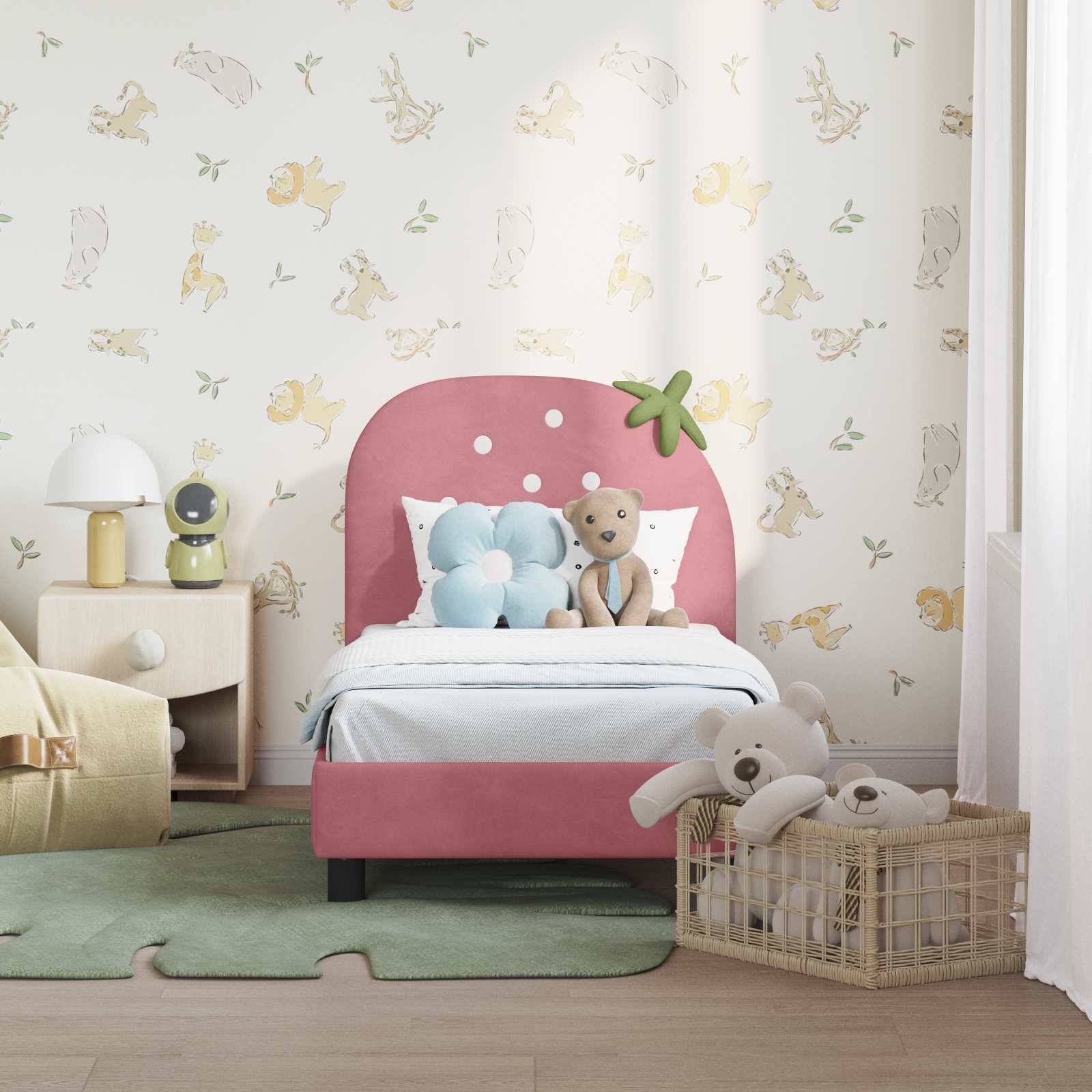 vidaXL Kinderbettgestell mit Kopfteil Rosa 70 x 140 cm Samt