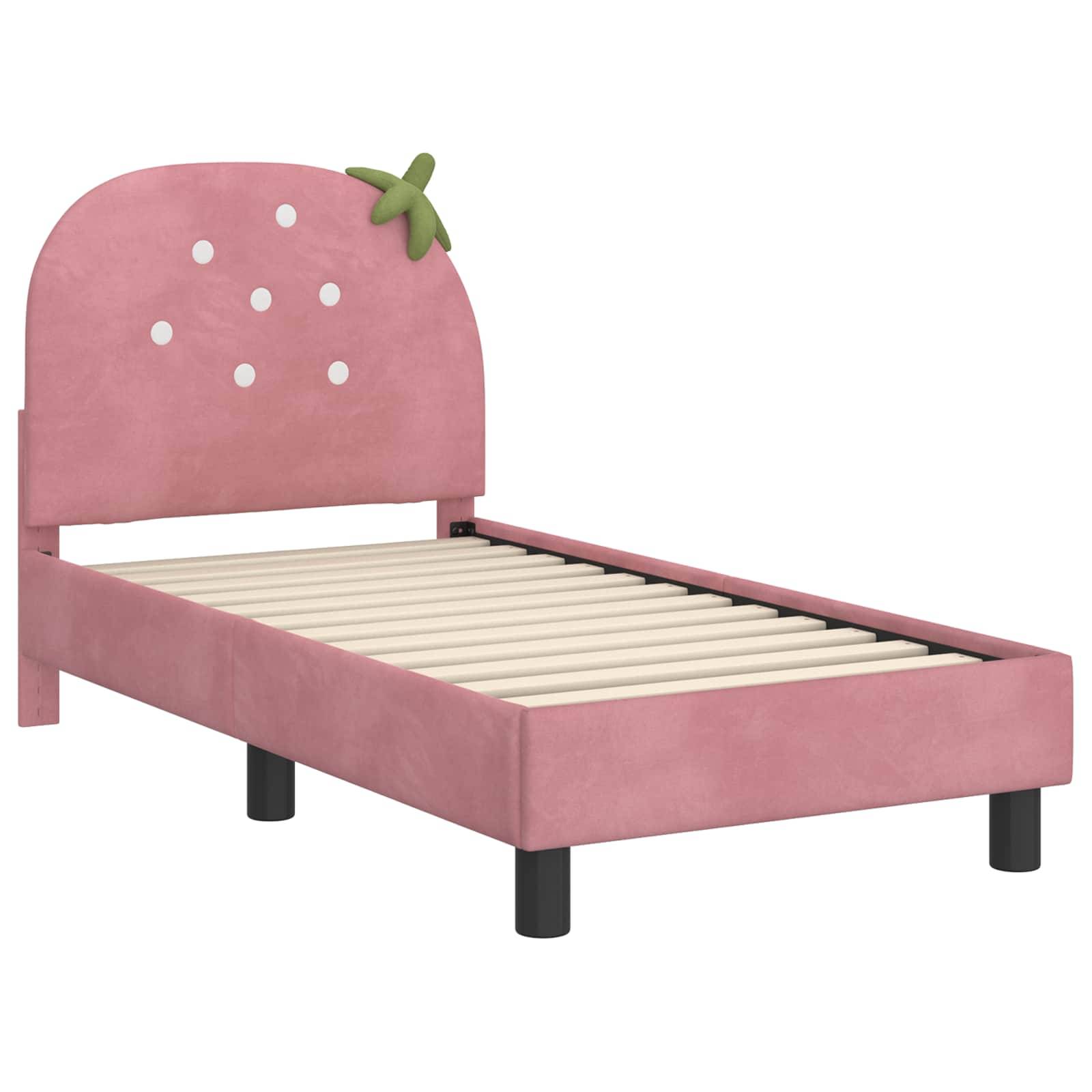 vidaXL Kinderbettgestell mit Kopfteil Rosa 70 x 140 cm Samt