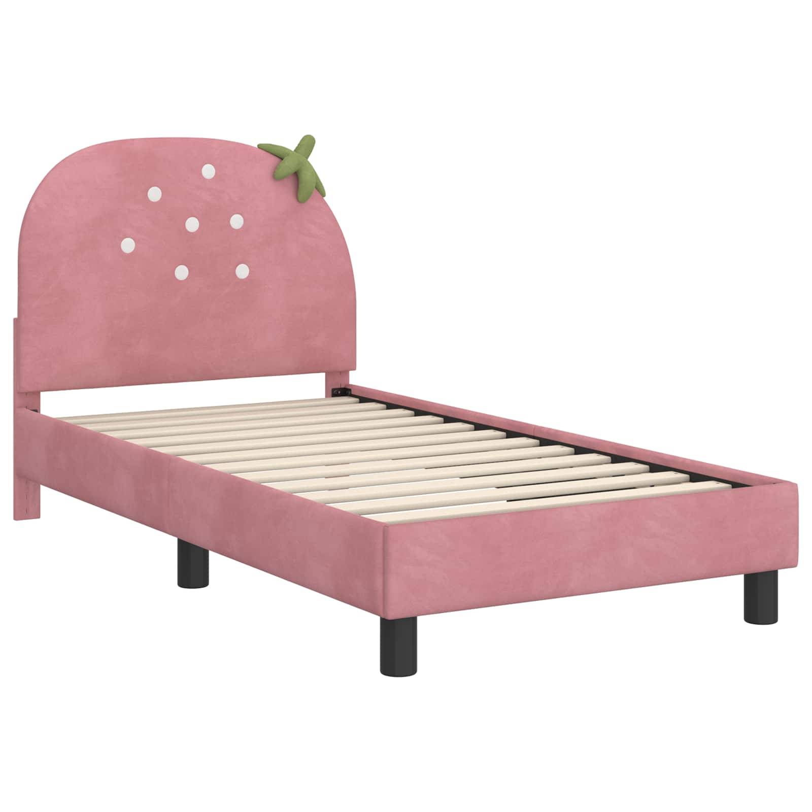 vidaXL Kinderbettgestell mit Kopfteil Rosa 80 x 160 cm Samt