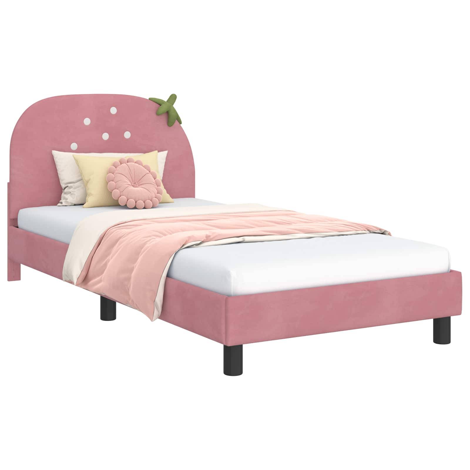 vidaXL Kinderbettgestell mit Kopfteil Rosa 80 x 200 cm Samt