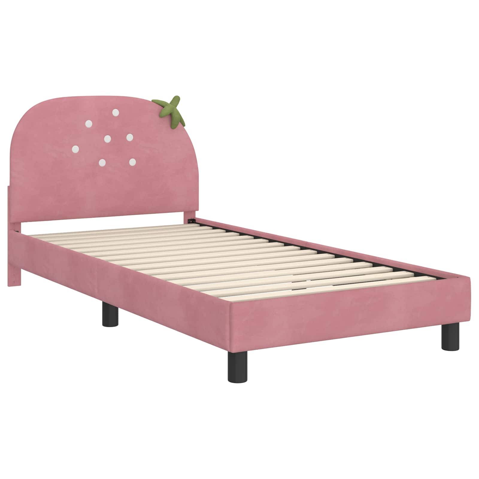 vidaXL Kinderbettgestell mit Kopfteil Rosa 90 x 200 cm Samt