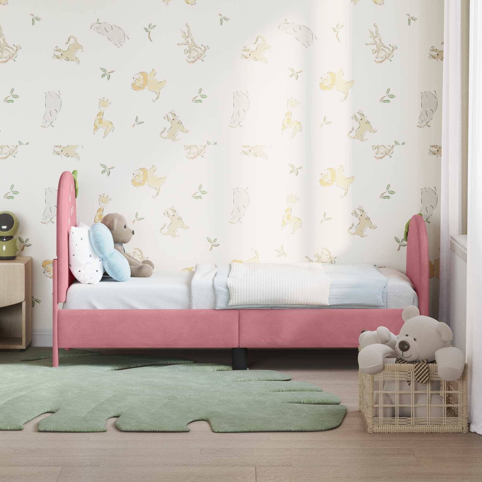 vidaXL Kinderbettgestell mit Kopfteil Rosa 70 x 140 cm Samt