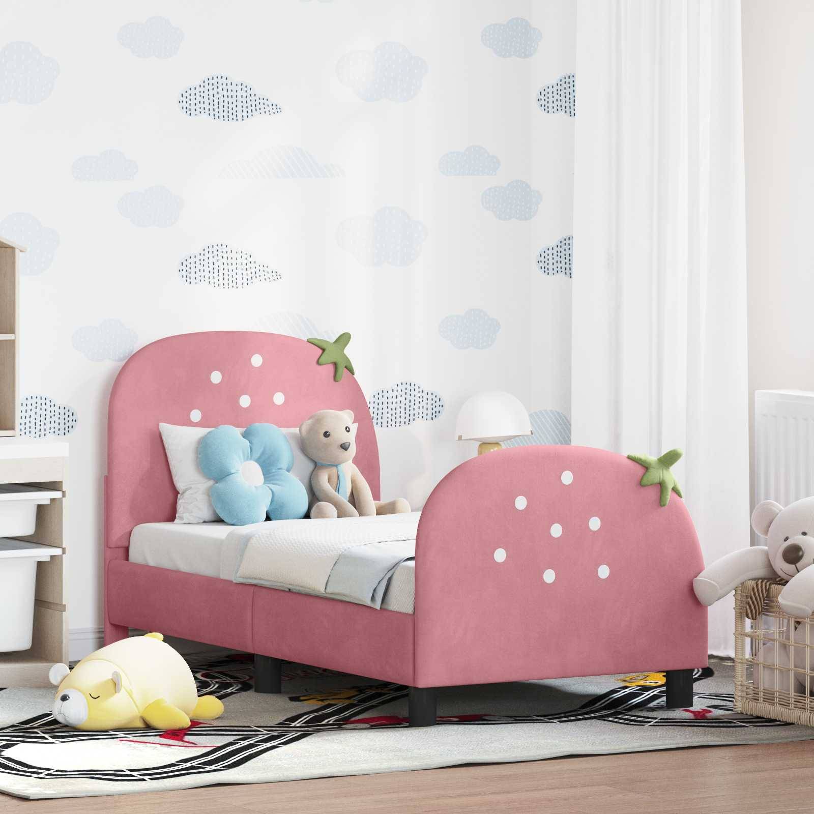 vidaXL Kinderbettgestell mit Kopfteil Rosa 70 x 140 cm Samt
