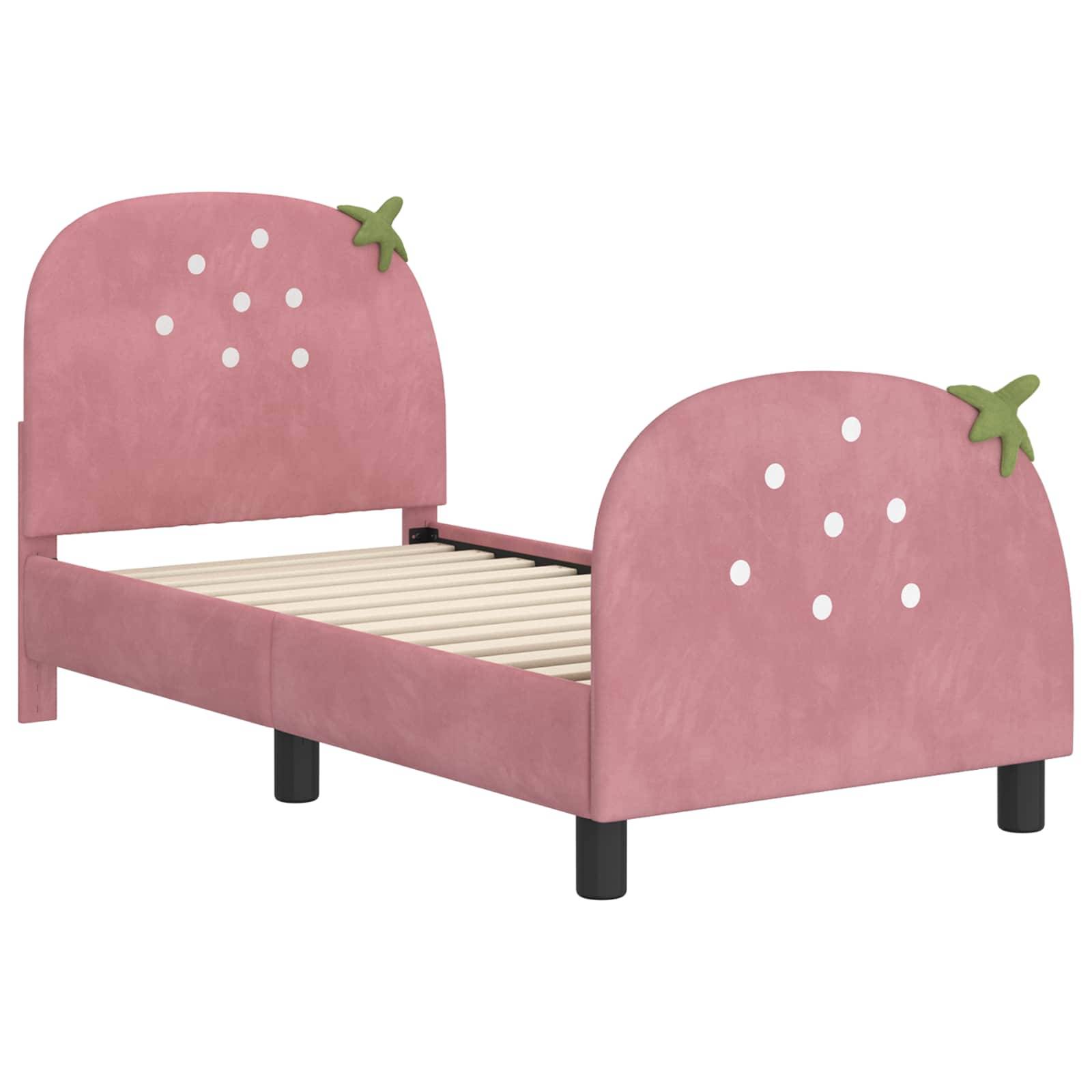 vidaXL Kinderbettgestell mit Kopfteil Rosa 70 x 140 cm Samt
