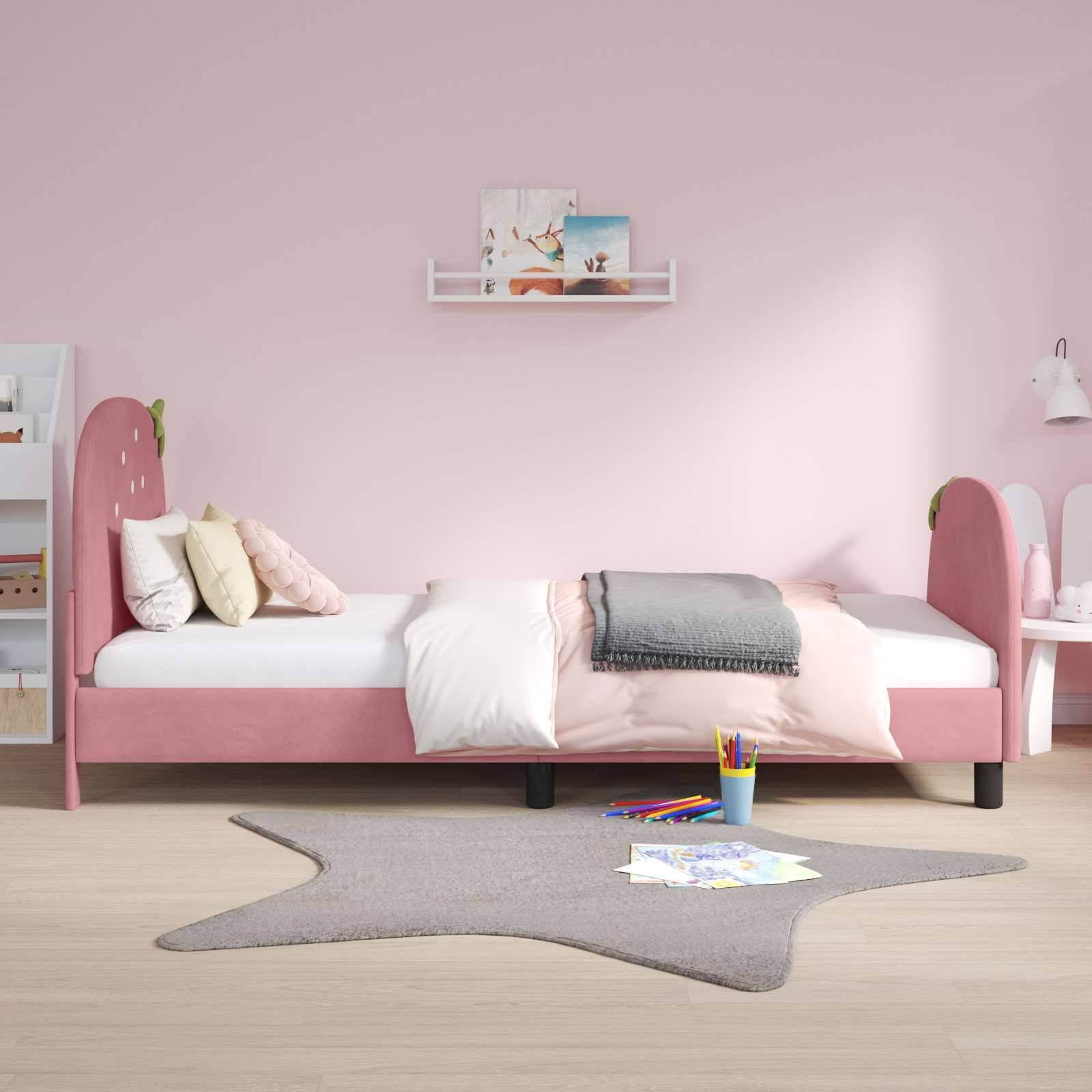 vidaXL Kinderbettgestell mit Kopfteil Rosa 80 x 200 cm Samt