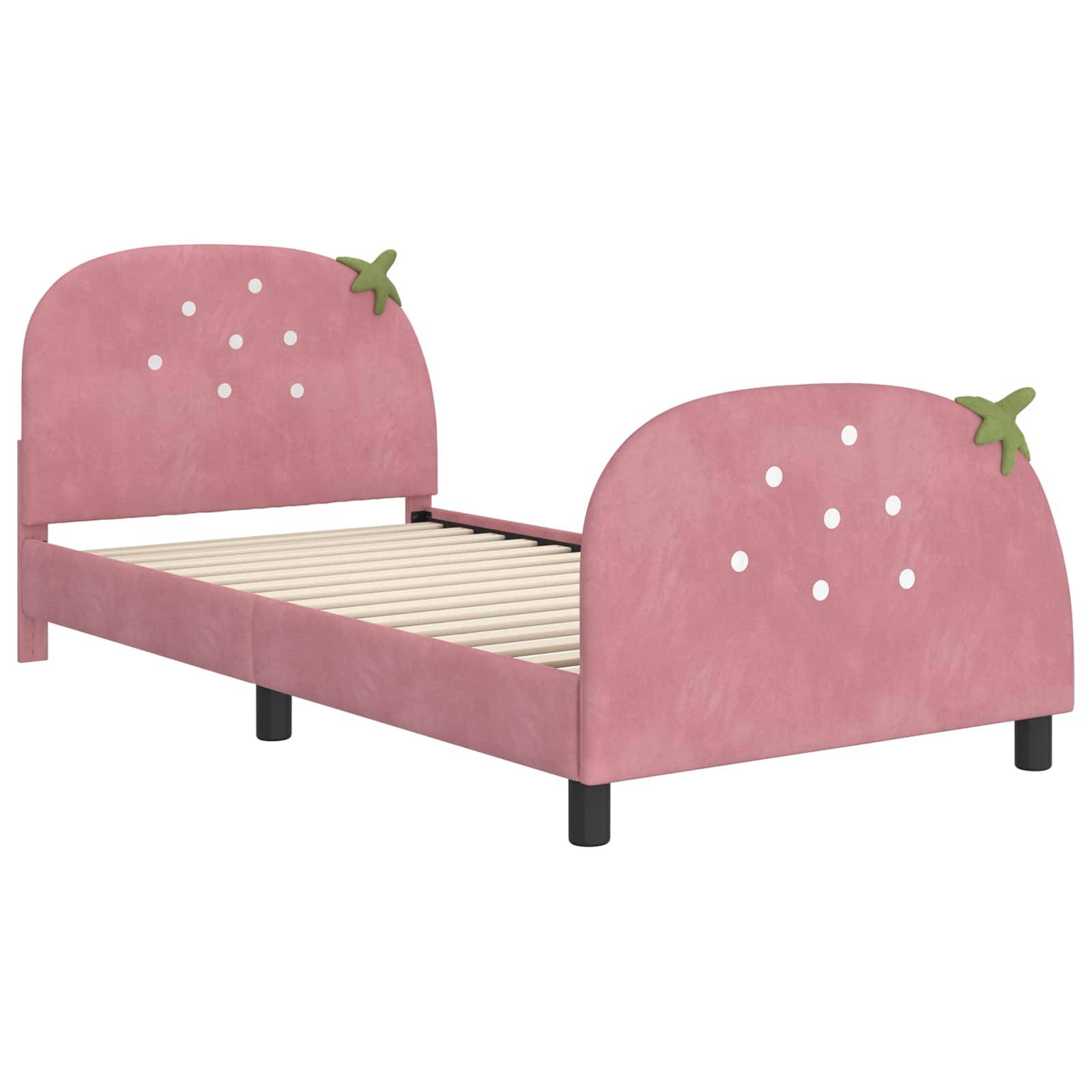vidaXL Kinderbettgestell mit Kopfteil Rosa 80 x 200 cm Samt