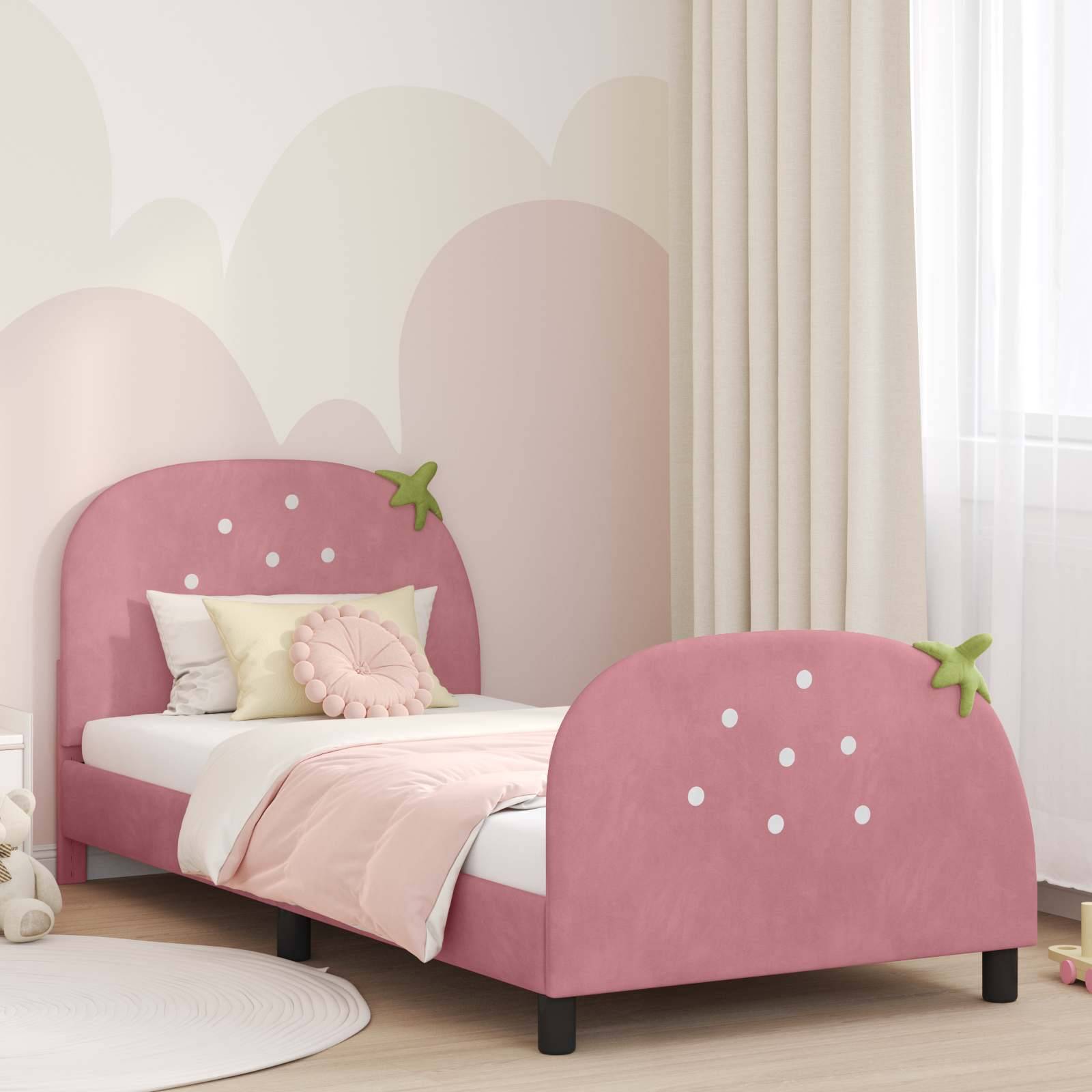 vidaXL Kinderbettgestell mit Kopfteil Rosa 80 x 200 cm Samt