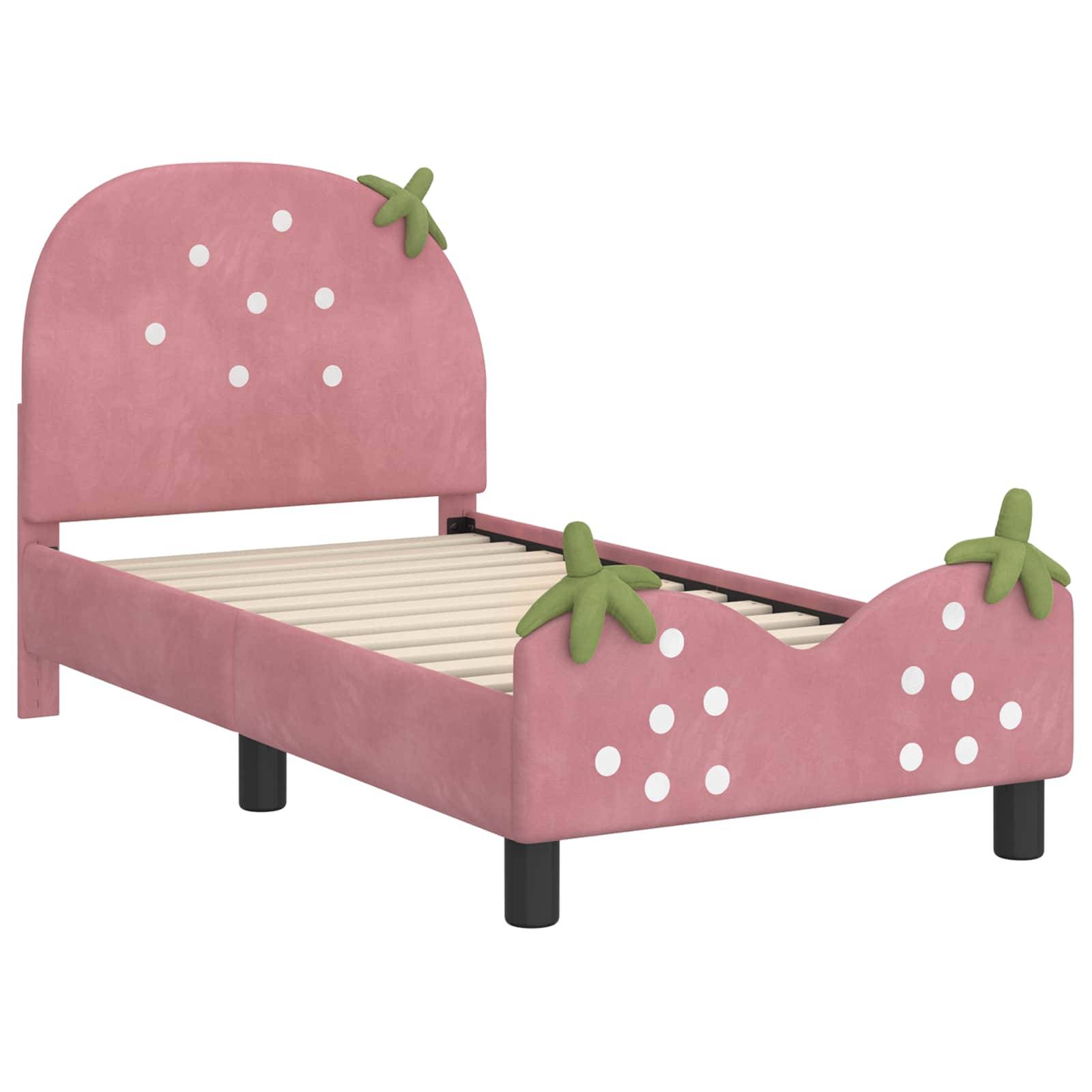 vidaXL Kinderbettgestell mit Kopfteil Rosa 70 x 140 cm Samt