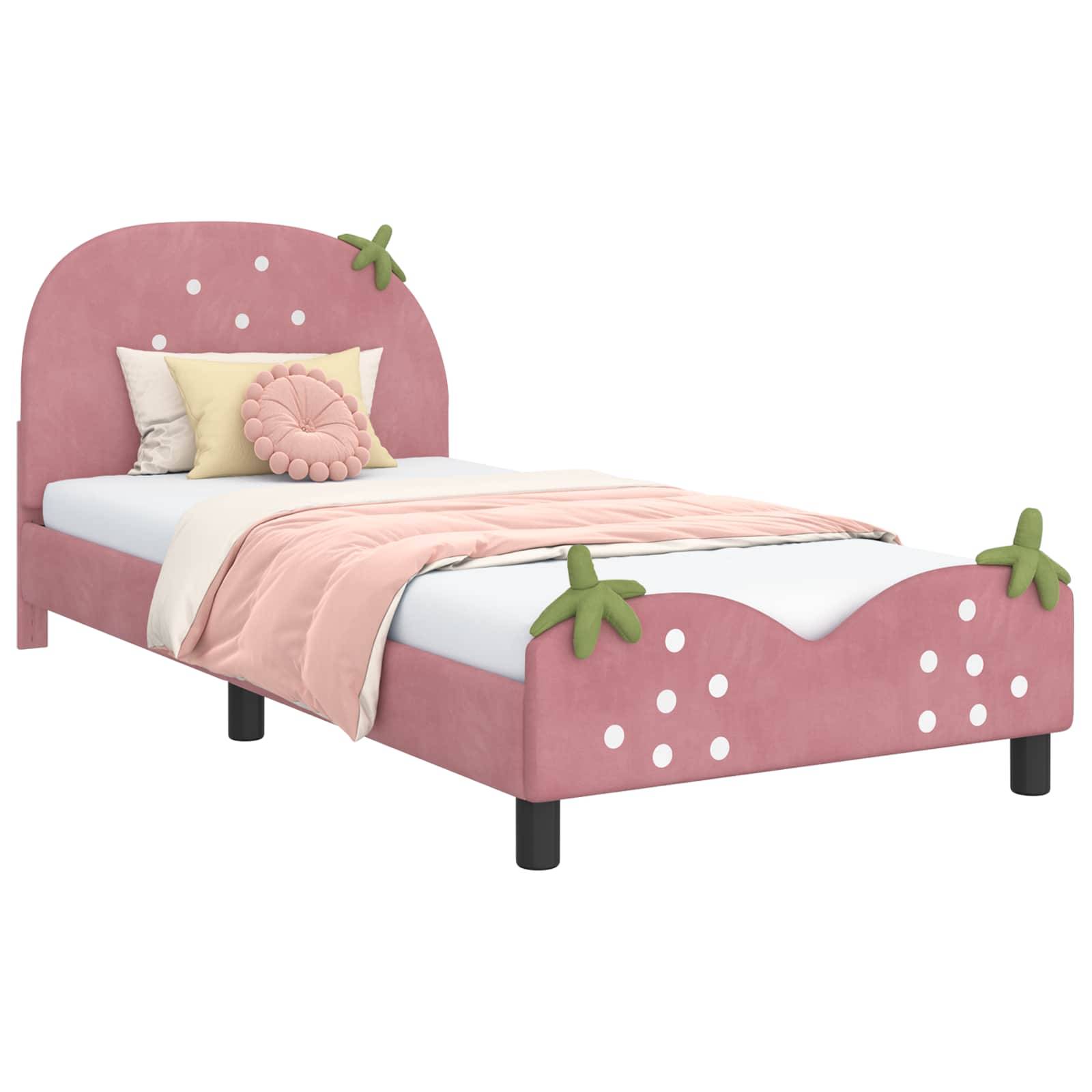 vidaXL Kinderbettgestell mit Kopfteil Rosa 80 x 200 cm Samt
