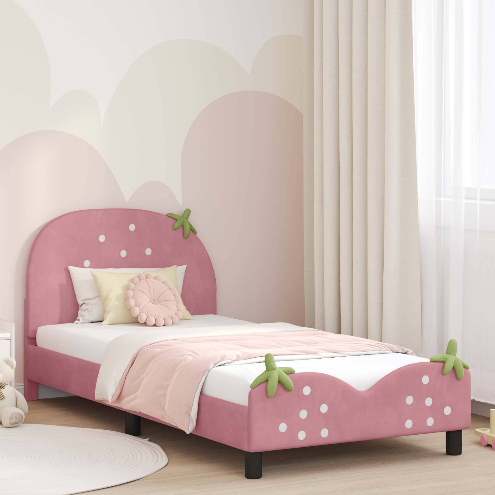 vidaXL Kinderbettgestell mit Kopfteil Rosa 80 x 200 cm Samt