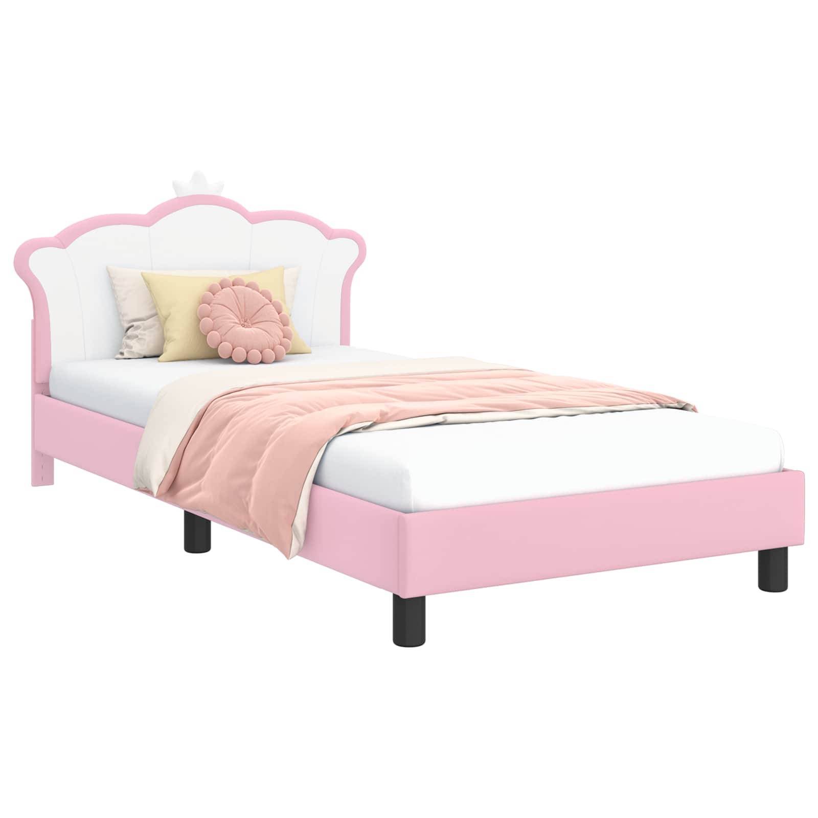 vidaXL Kinderbettgestell mit Kopfteil Rosa 80 x 200 cm PU