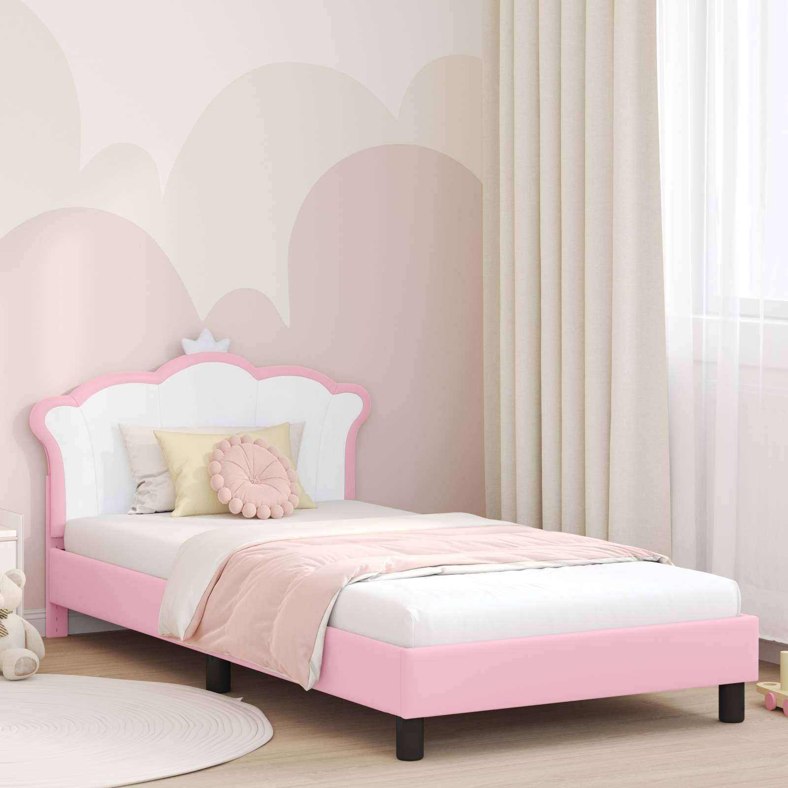 vidaXL Kinderbettgestell mit Kopfteil Rosa 80 x 200 cm PU
