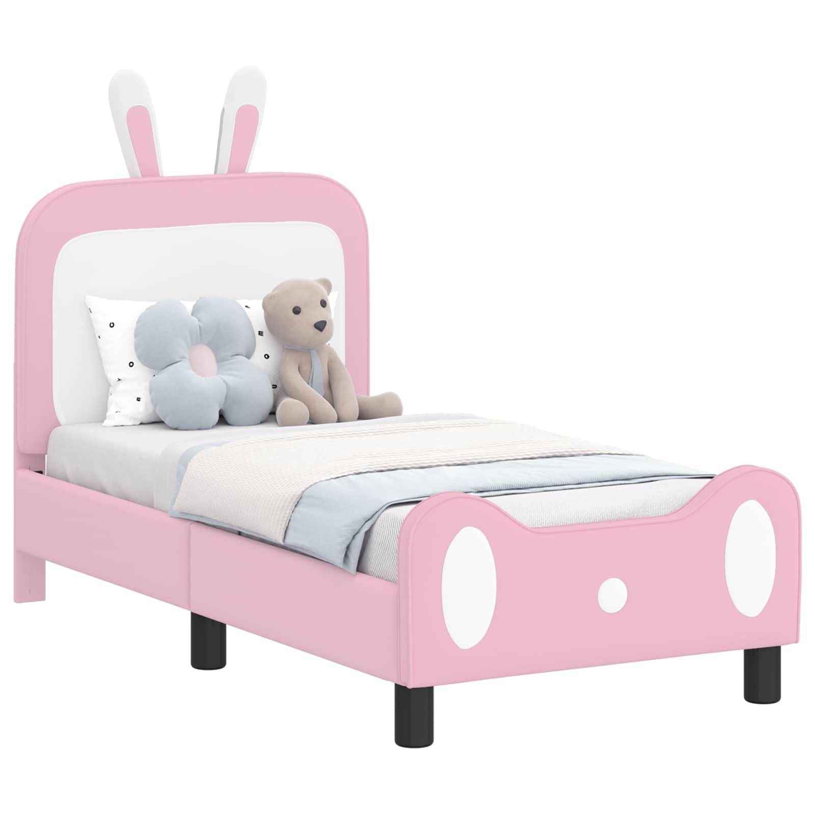 vidaXL Kinderbettgestell mit Kopfteil Rosa 70 x 140 cm PU