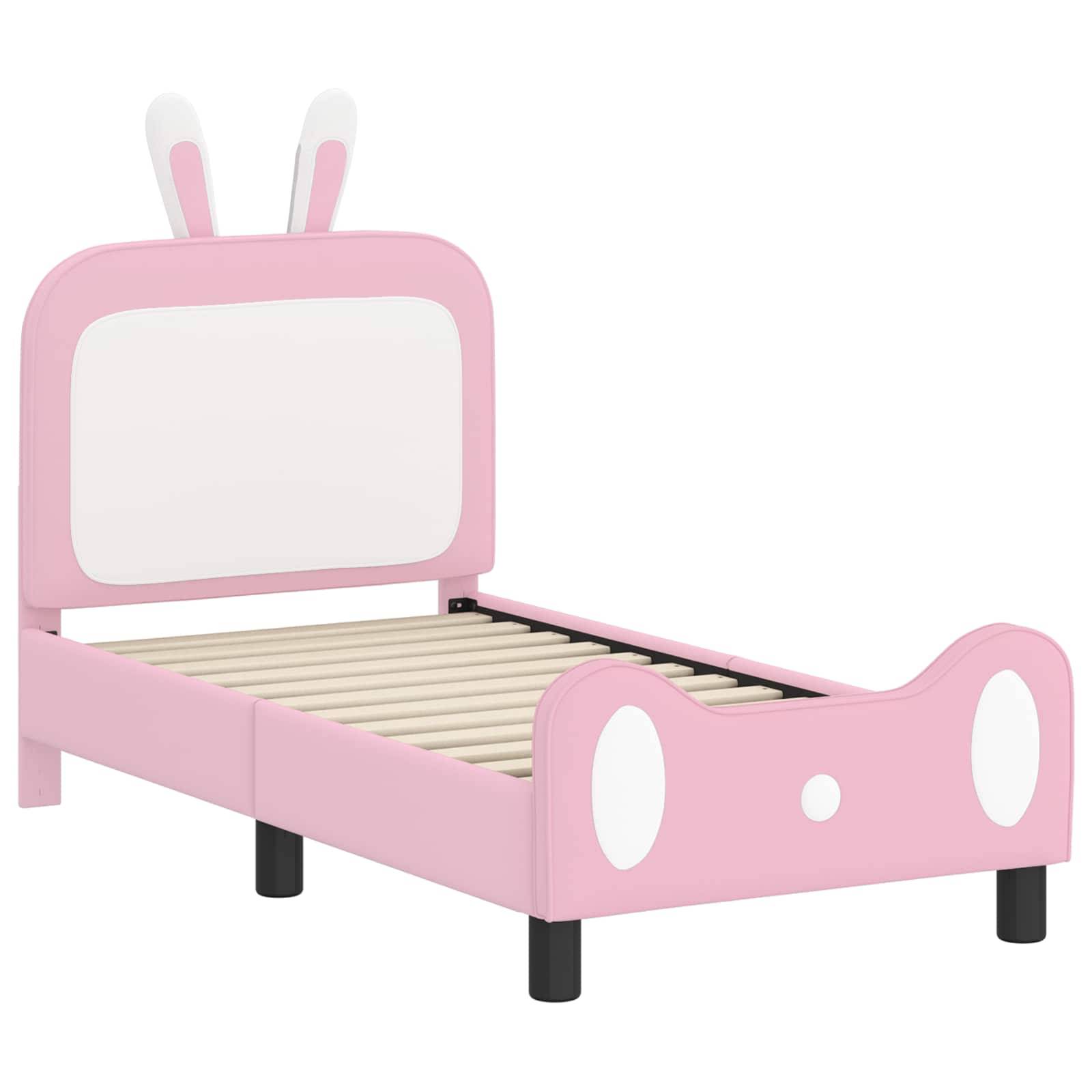 vidaXL Kinderbettgestell mit Kopfteil Rosa 70 x 140 cm PU
