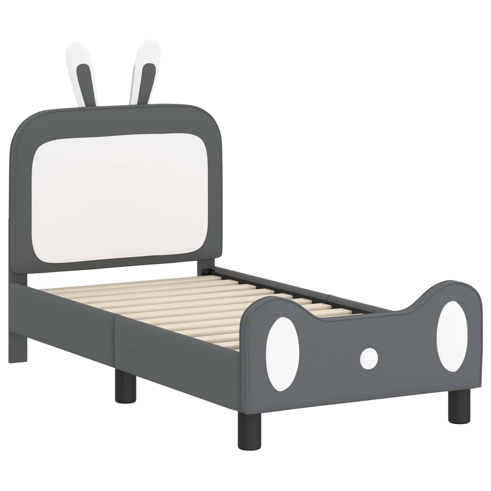vidaXL Kinderbettgestell mit Kopfteil Hellgrau 70 x 140 cm PU