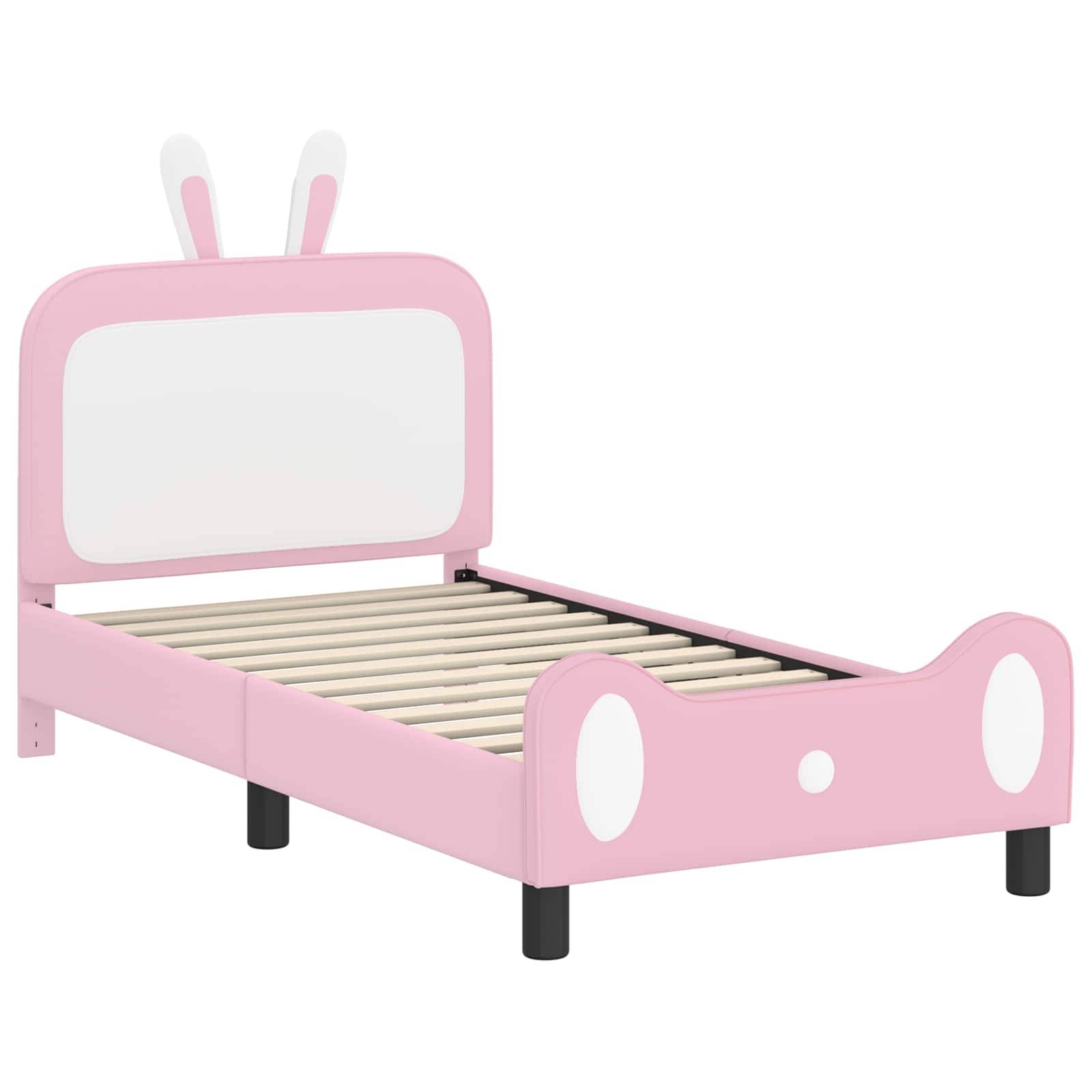 vidaXL Kinderbettgestell mit Kopfteil mit Kopfteil Rosa 80 x 160 cm PU