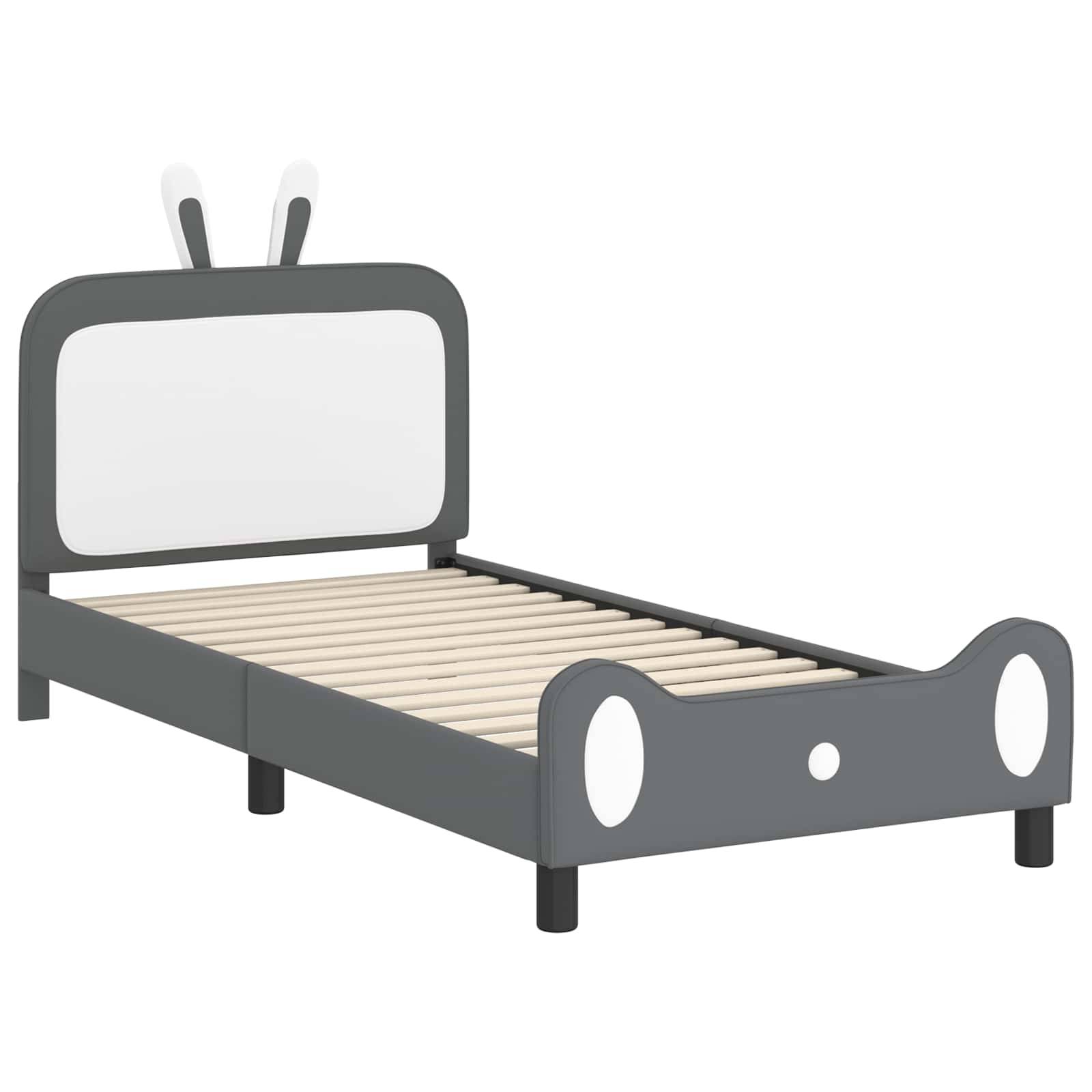 vidaXL Kinderbettgestell mit Kopfteil Hellgrau 90 x 190 cm PU