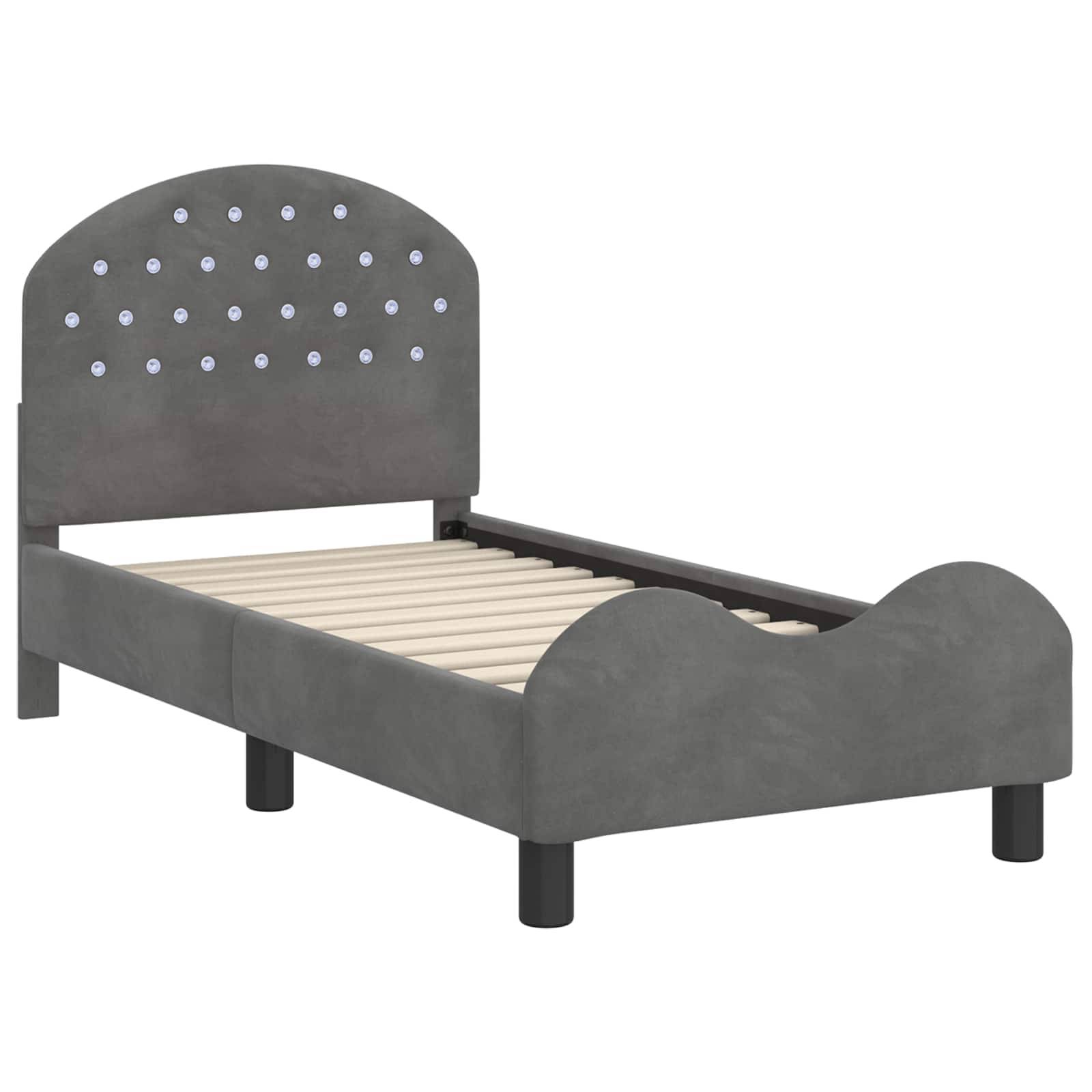 vidaXL Kinderbettgestell mit Kopfteil Dunkelgrau 70 x 140 cm Samt
