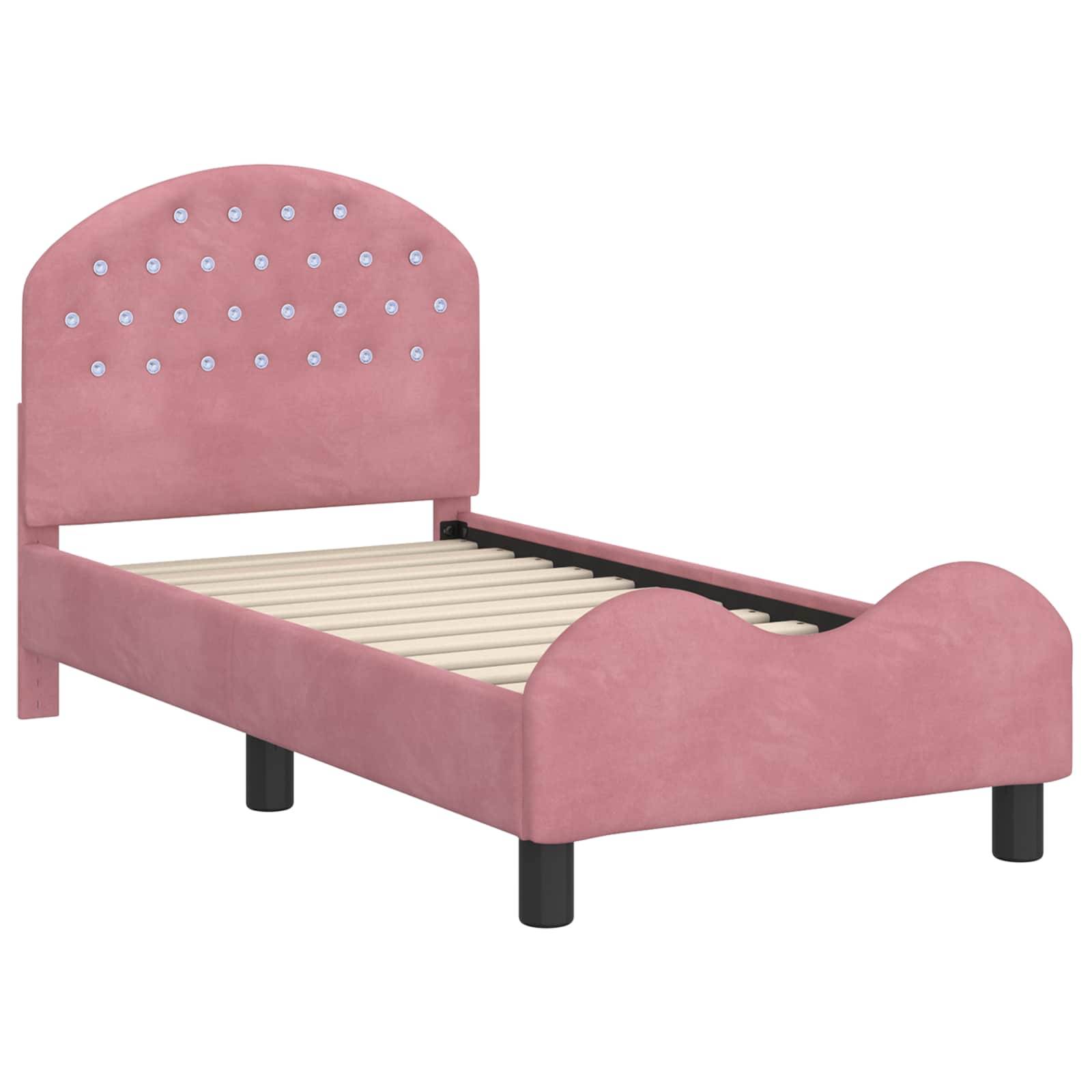 vidaXL Kinderbettgestell mit Kopfteil Rosa 70 x 140 cm Samt