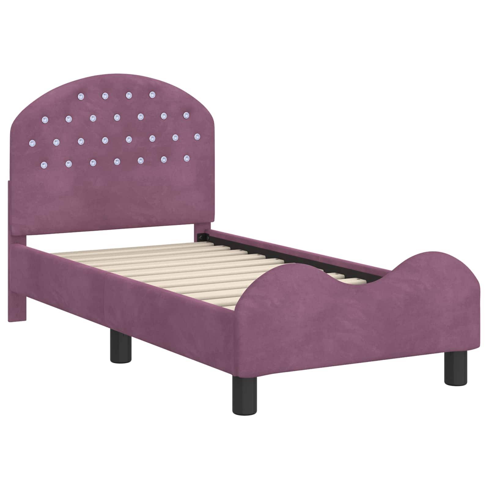 vidaXL Kinderbettgestell mit Kopfteil Lila 70 x 140 cm Samt