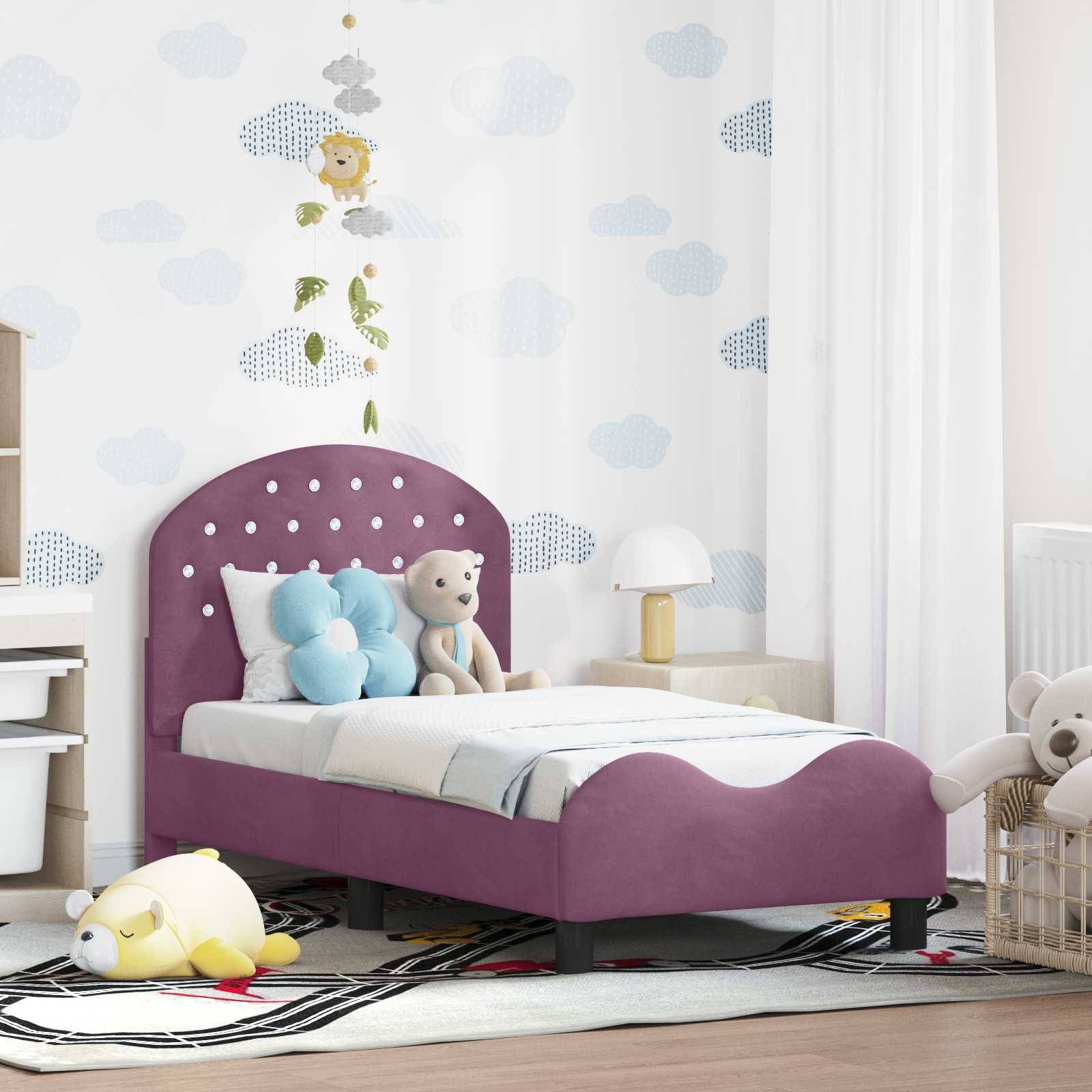 vidaXL Kinderbettgestell mit Kopfteil Lila 70 x 140 cm Samt