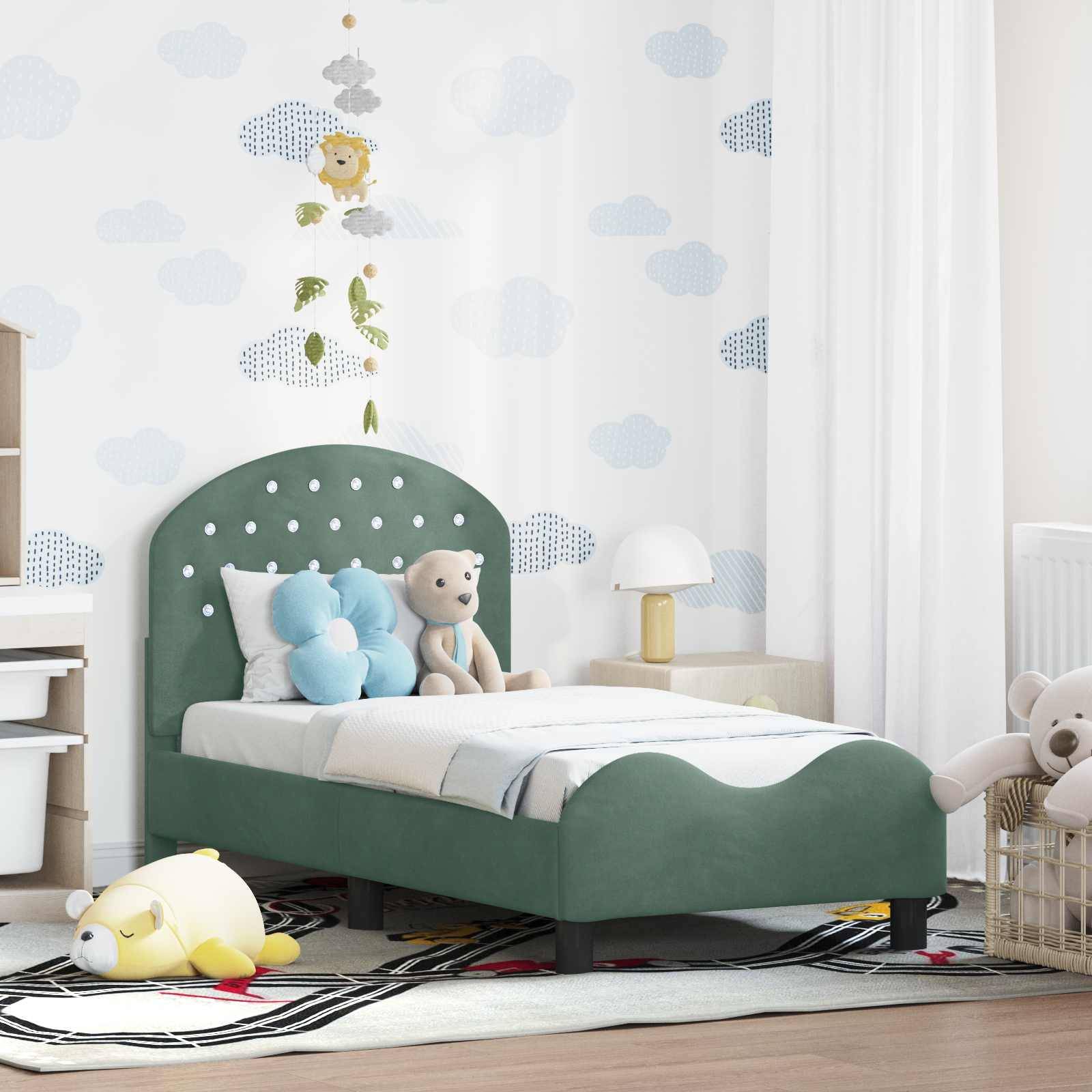 vidaXL Kinderbettgestell mit Kopfteil Meergrün 70 x 140 cm Samt