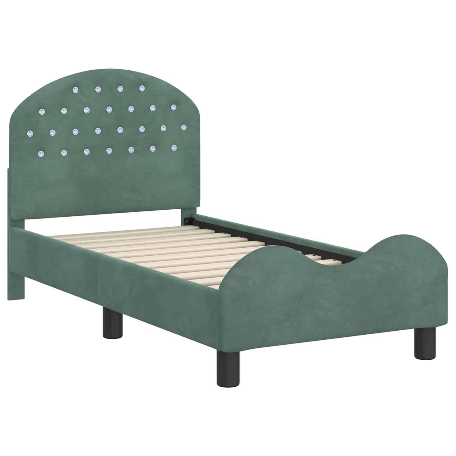 vidaXL Kinderbettgestell mit Kopfteil Meergrün 70 x 140 cm Samt