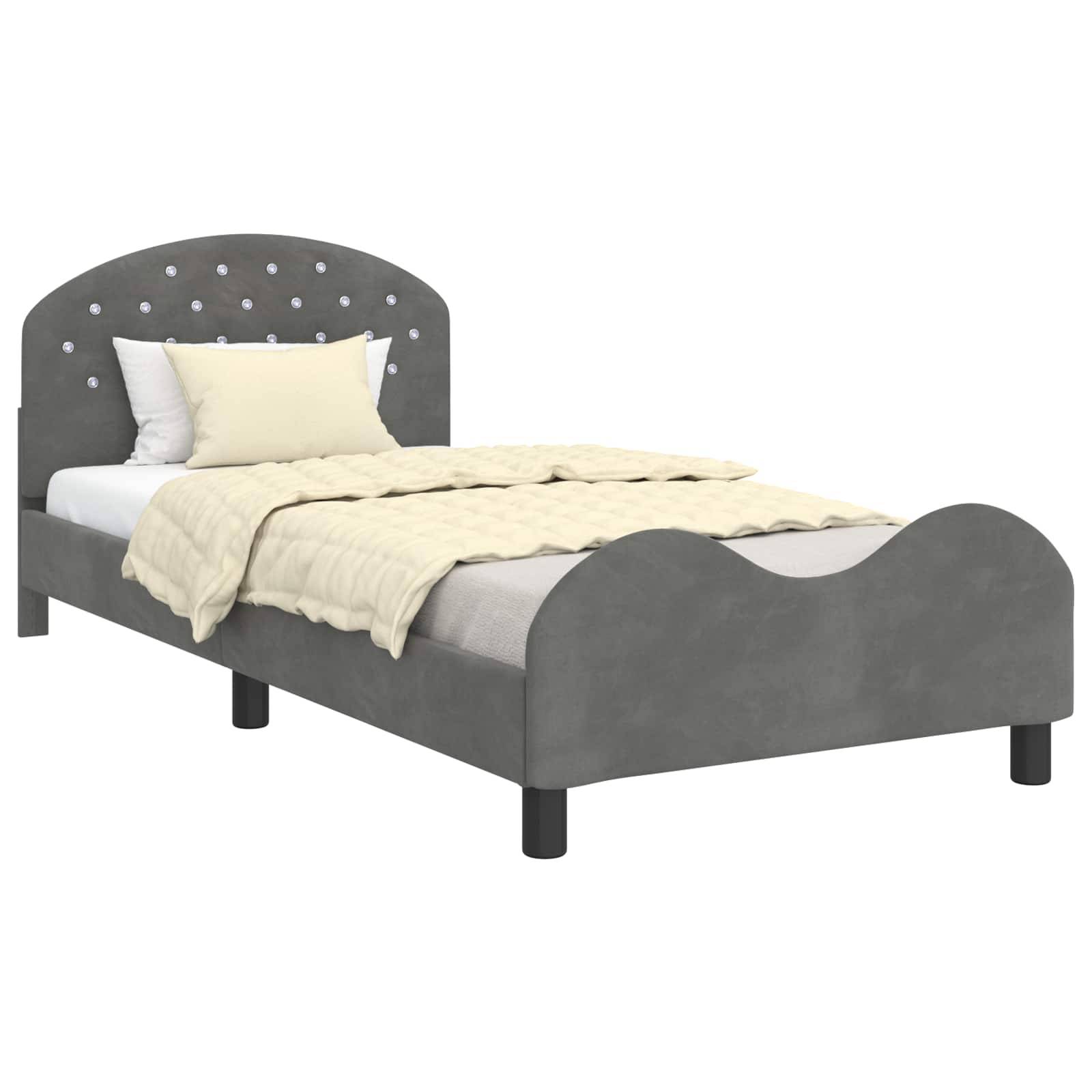 vidaXL Kinderbettgestell mit Kopfteil Dunkelgrau 80 x 200 cm Samt