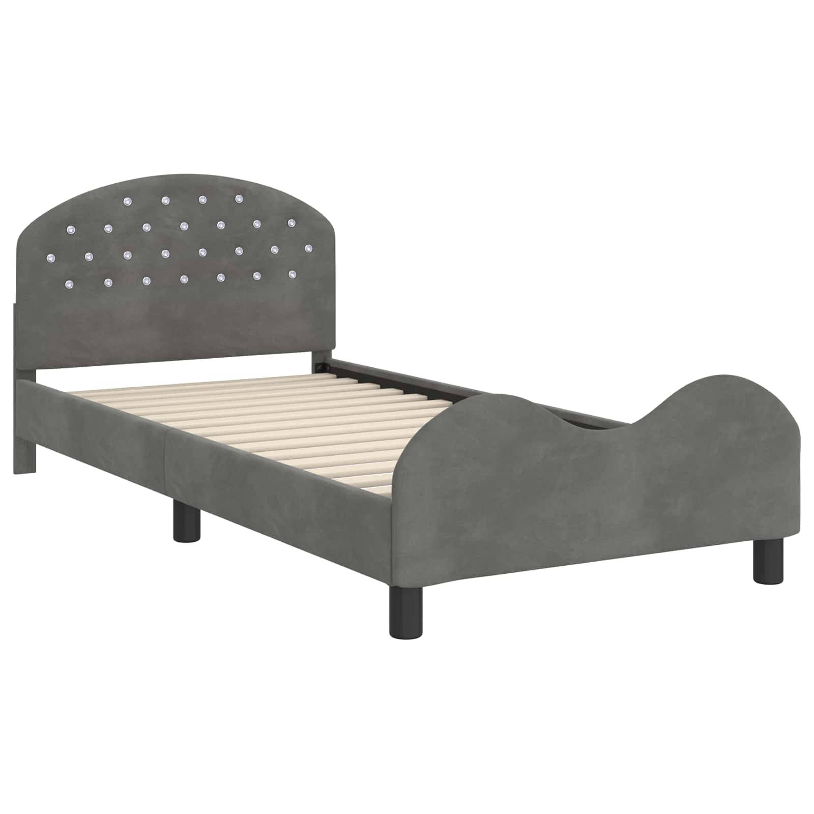 vidaXL Kinderbettgestell mit Kopfteil Dunkelgrau 80 x 200 cm Samt