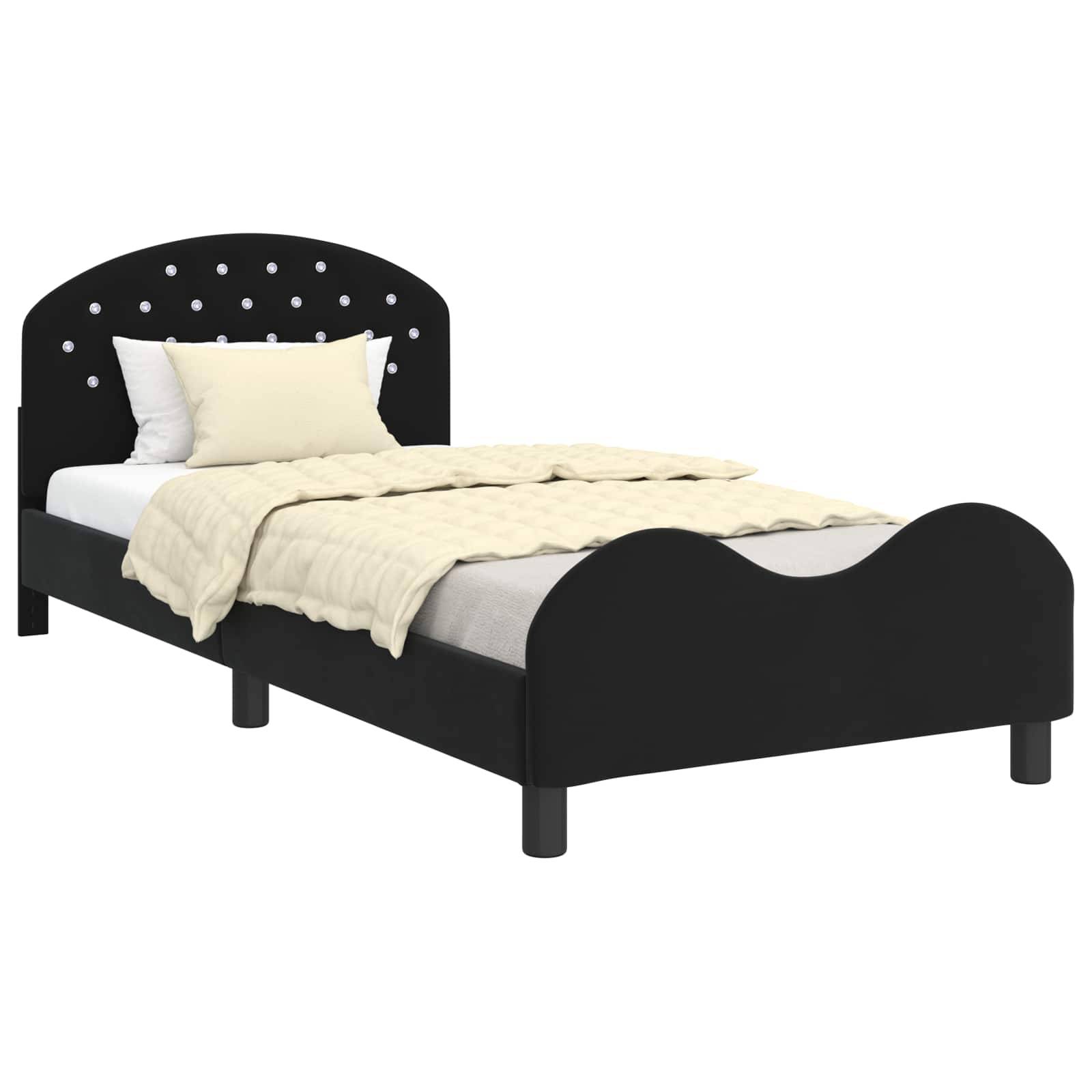 vidaXL Kinderbettgestell mit Kopfteil Schwarz 80 x 200 cm Samt