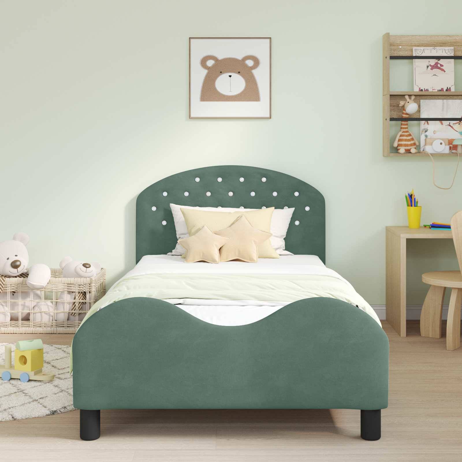 vidaXL Kinderbettgestell mit Kopfteil Meergrün 80 x 200 cm Samt