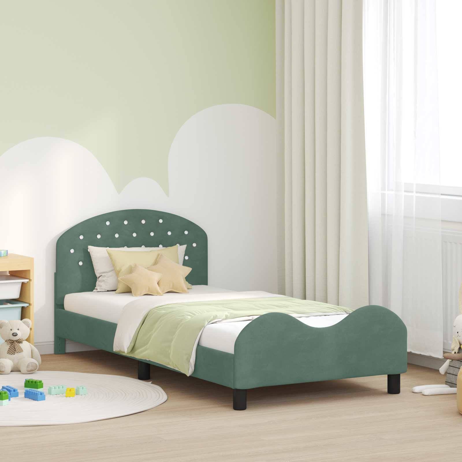 vidaXL Kinderbettgestell mit Kopfteil Meergrün 80 x 200 cm Samt