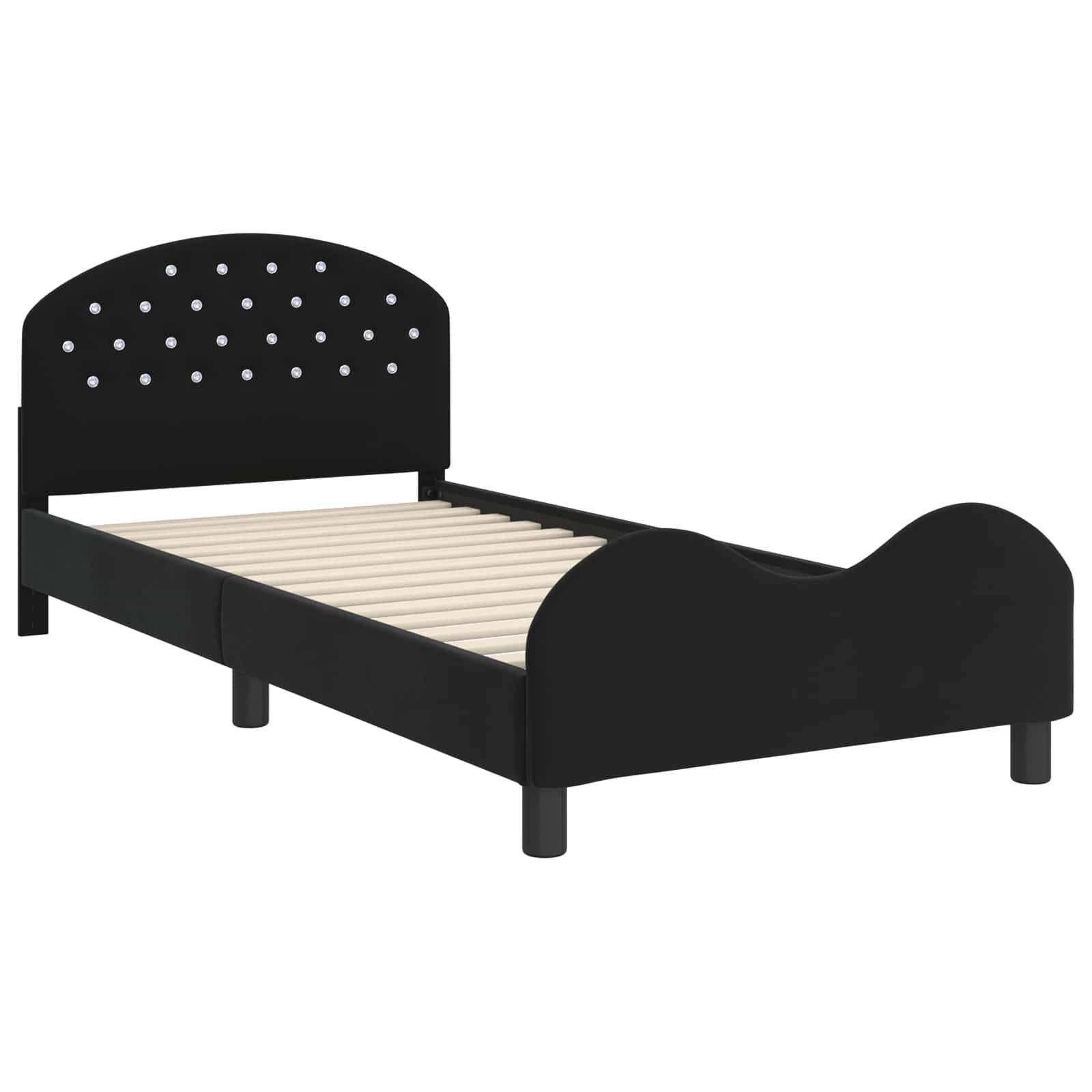 vidaXL Kinderbettgestell mit Kopfteil Schwarz 80 x 200 cm Samt