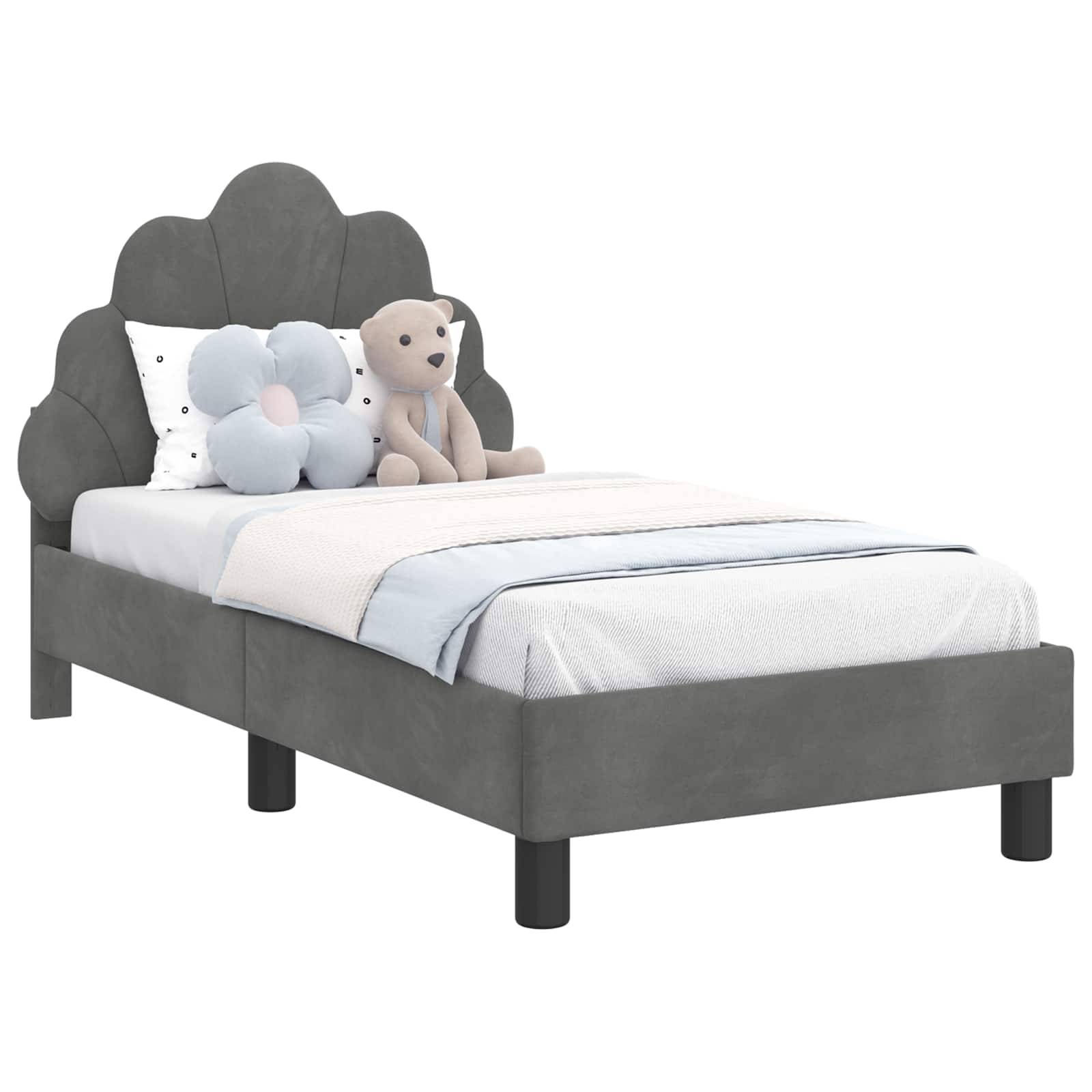 vidaXL Kinderbettgestell mit Kopfteil Dunkelgrau 70 x 140 cm Samt