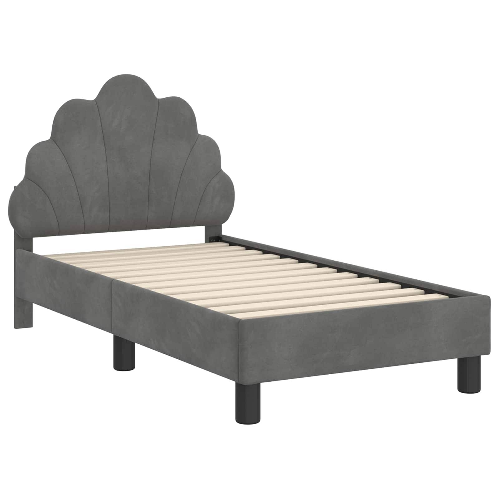 vidaXL Kinderbettgestell mit Kopfteil Dunkelgrau 70 x 140 cm Samt