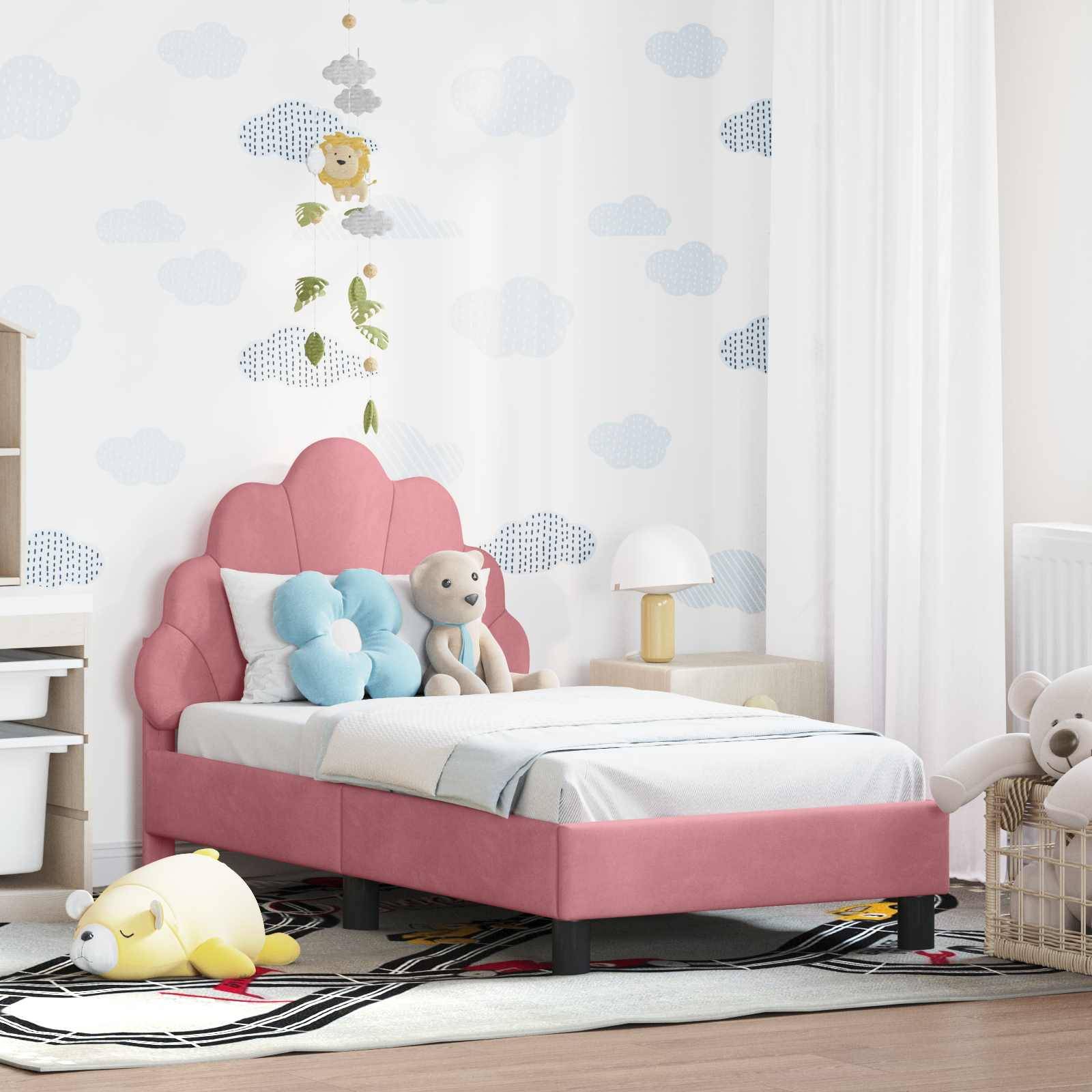 vidaXL Kinderbettgestell mit Kopfteil Rosa 70 x 140 cm Samt