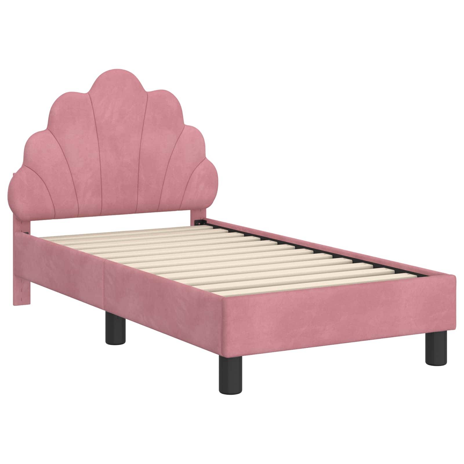 vidaXL Kinderbettgestell mit Kopfteil Rosa 70 x 140 cm Samt