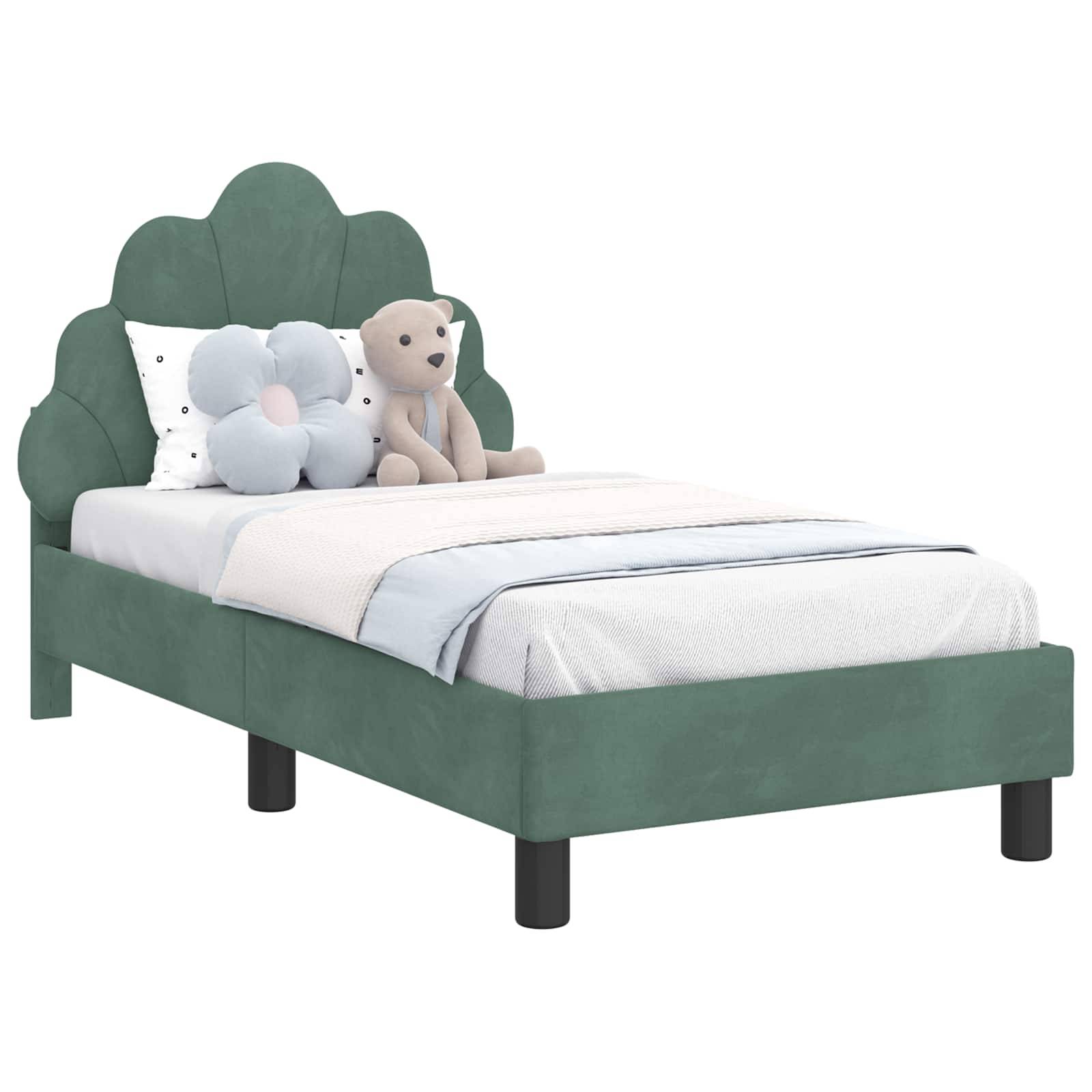 vidaXL Kinderbettgestell mit Kopfteil Meergrün 70 x 140 cm Samt